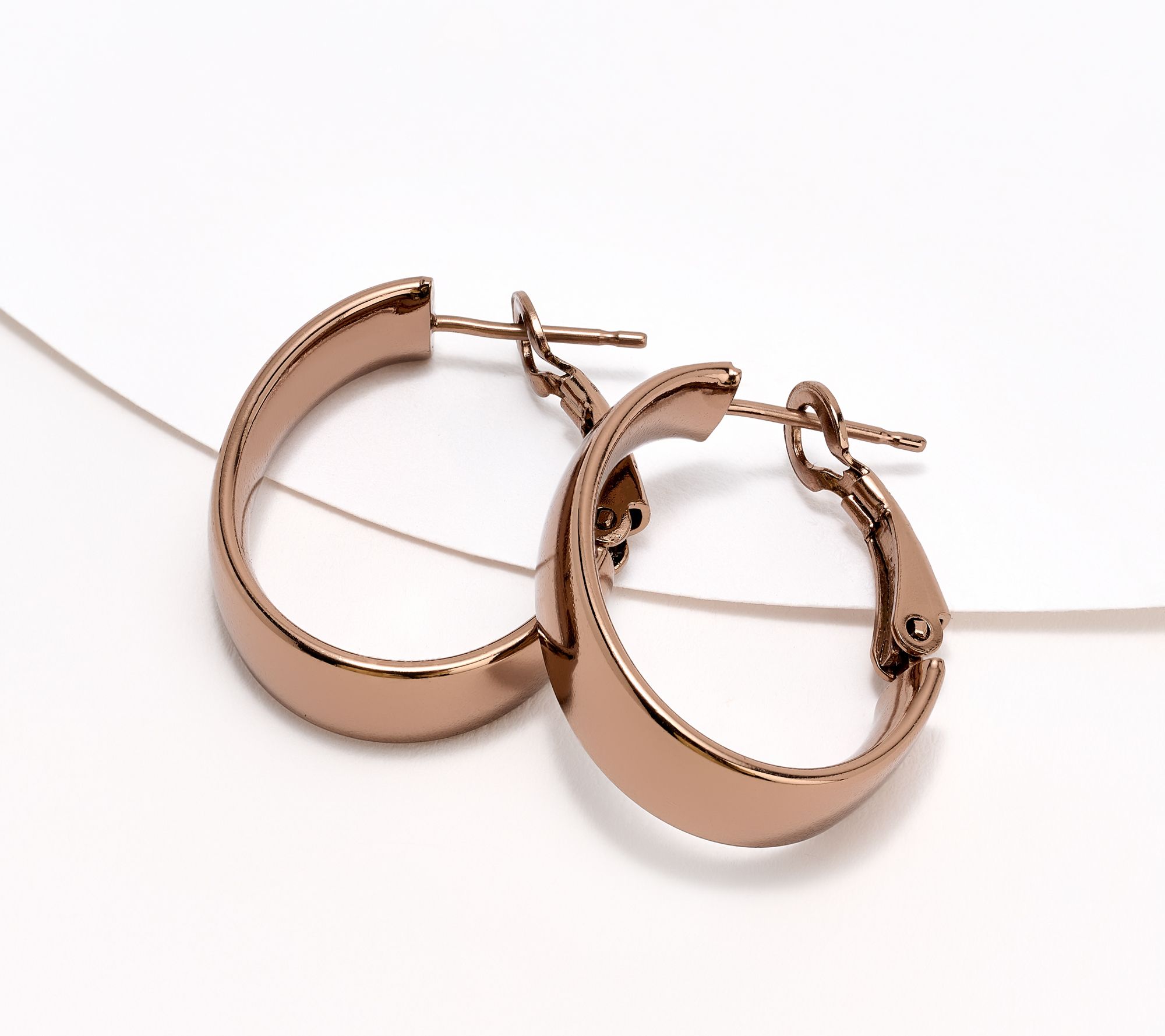 David Markstein Bronze Omega Back 1" Hoop Earrings