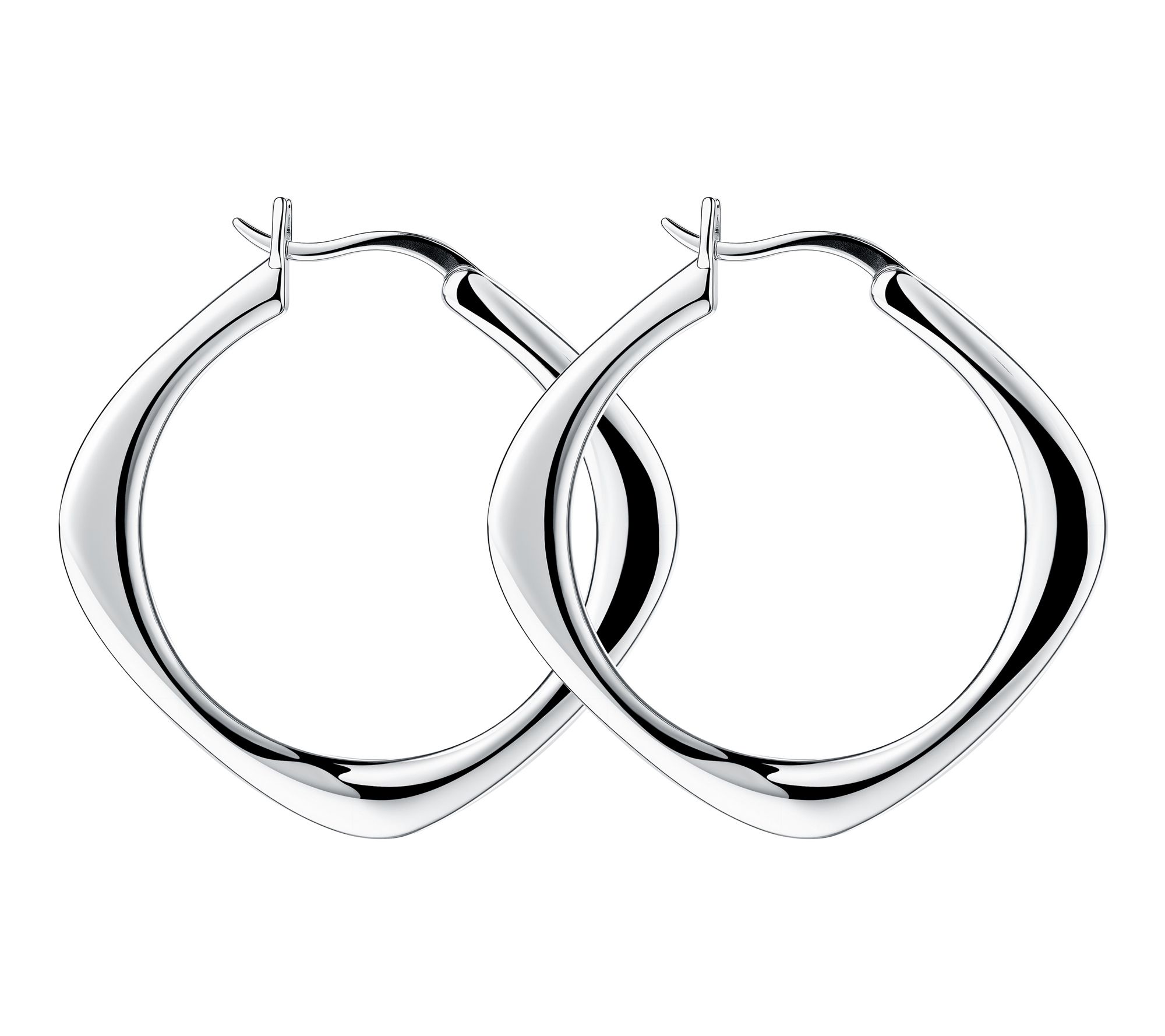Silver Style Square 1" Hoop Earrings, Sterling