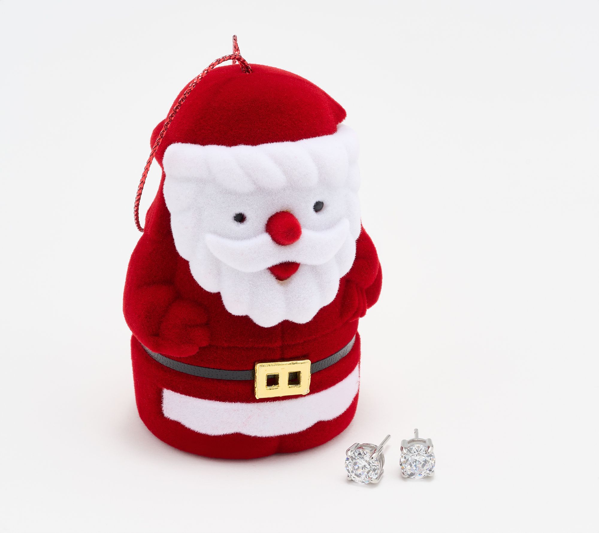 Steel by Diamonique 100 Facet Stud Earrings with Santa Box