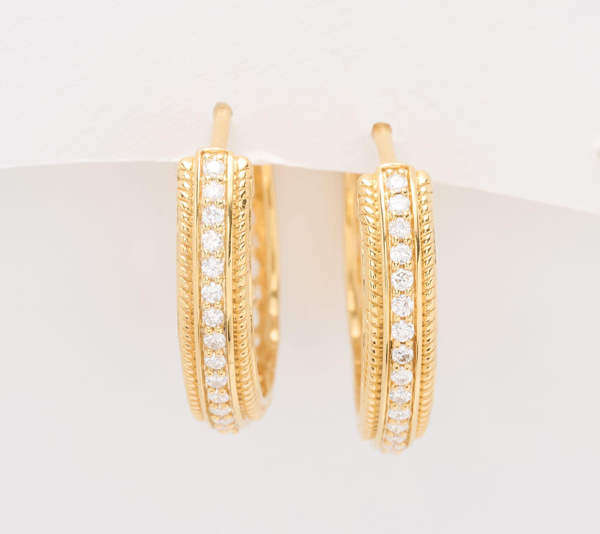  Fire Light Lab Grown Diamond 0.20 cttw Texture Hoops, Sterling