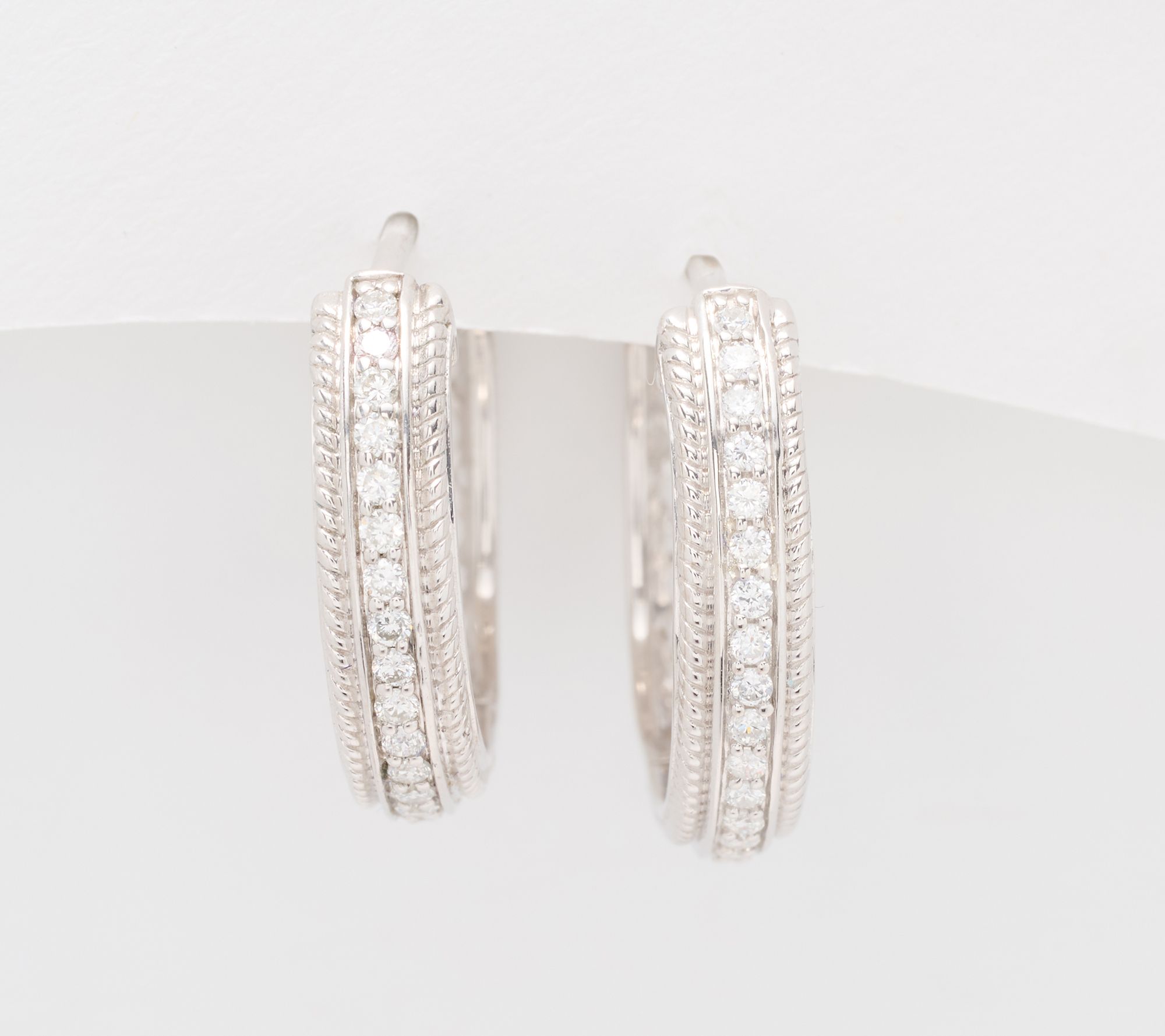 Fire Light Lab Grown Diamond 0.20 cttw Texture Hoops, Sterling