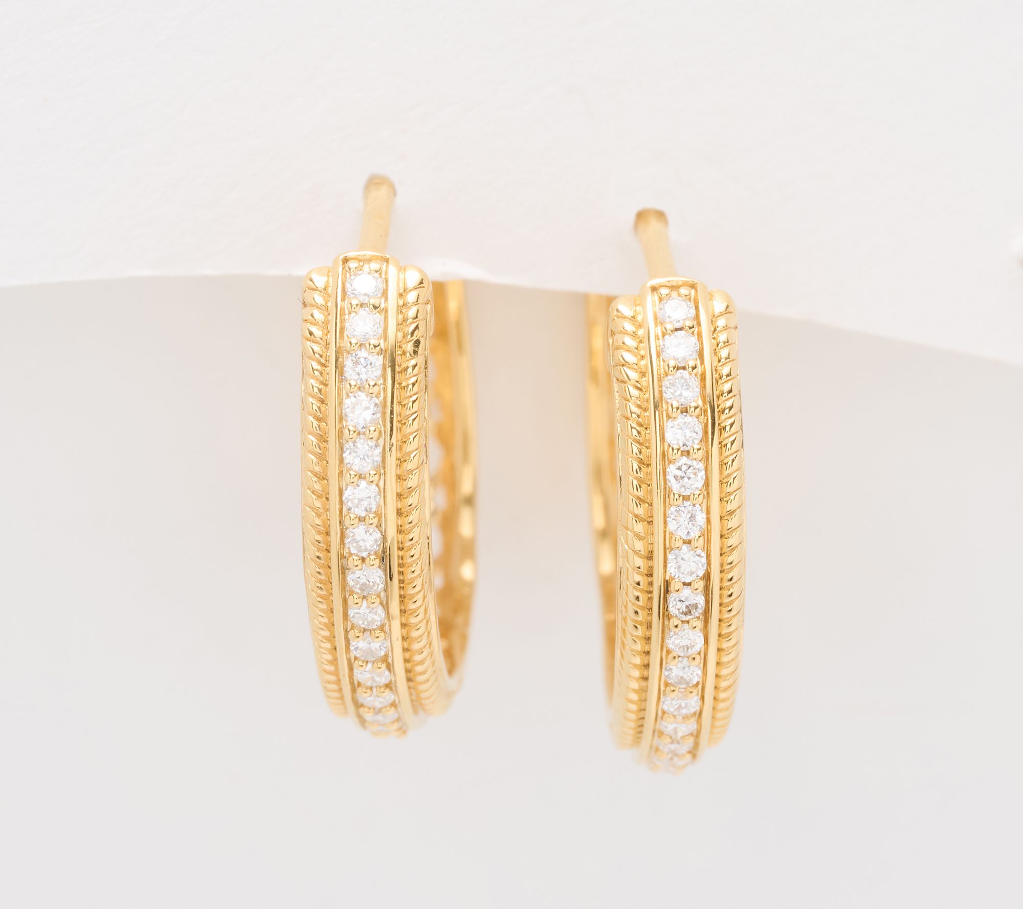 Fire Light Lab Grown Diamond 0.20 cttw Texture Hoops, Sterling