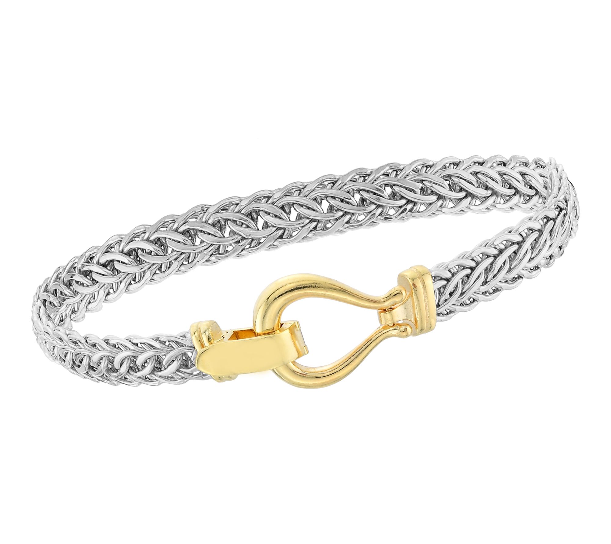Silver Style Two-Tone Cestina Buckle Clasp Bracelet, Sterling