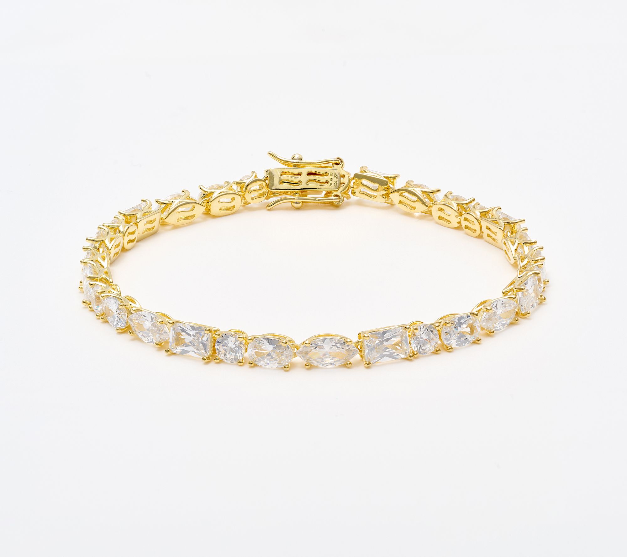  Diamonique Classics Fancy Cut Tennis Bracelet Sterling Silver