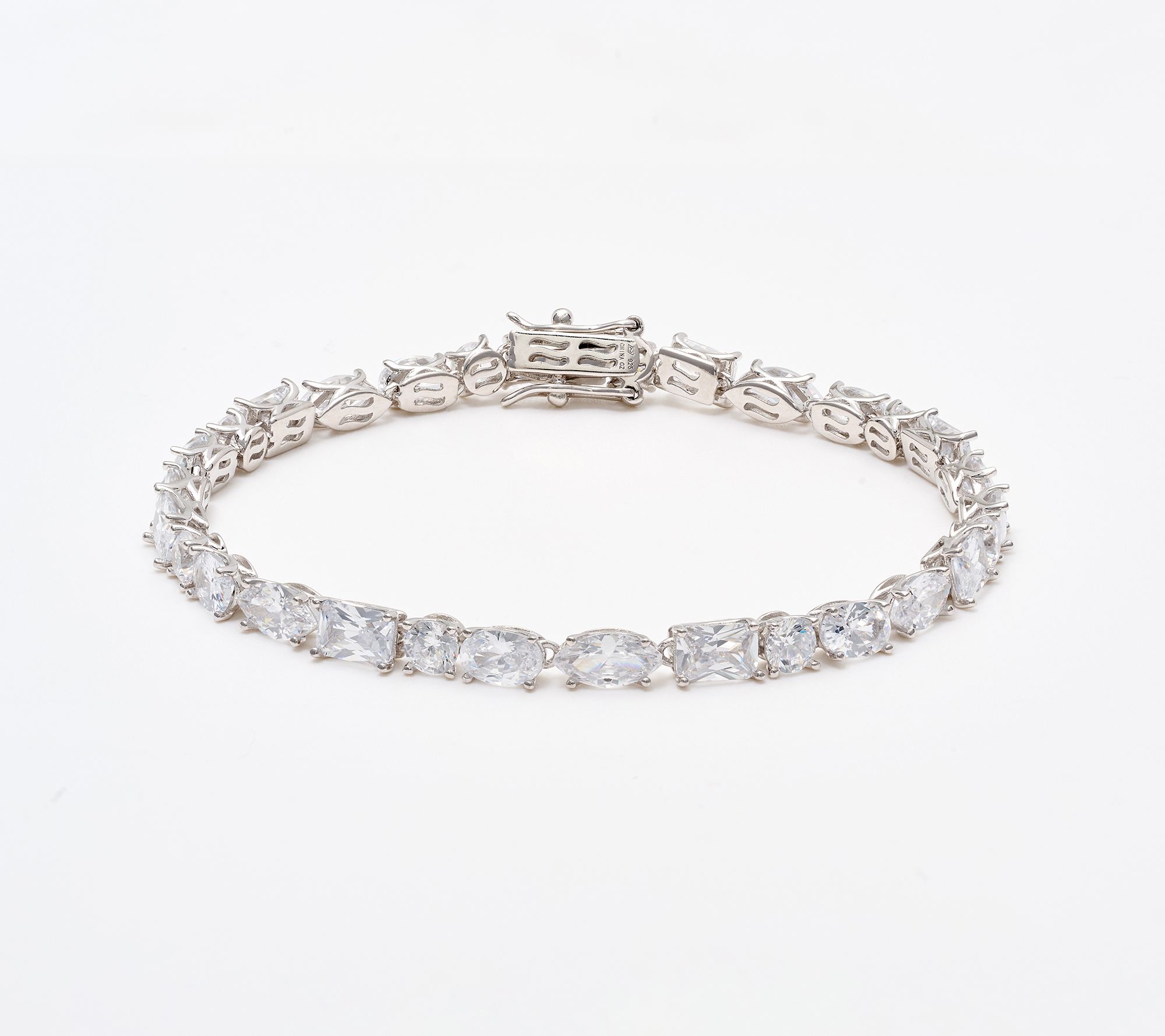 Diamonique Classics Fancy Cut Tennis Bracelet Sterling Silver