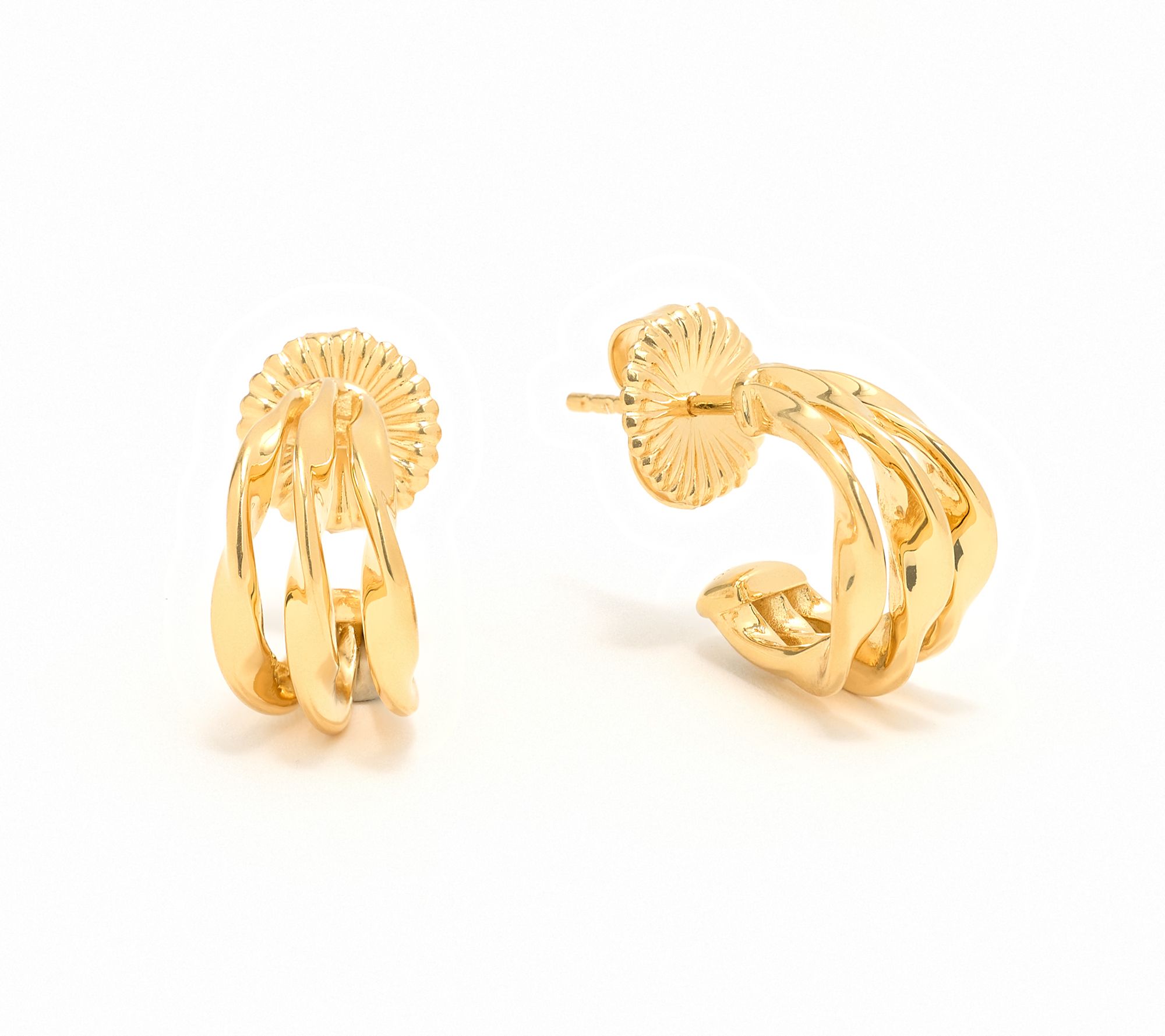 Christian James by Scott Grimes 14K Gold Clad Triple Ripple Hoop Earrings