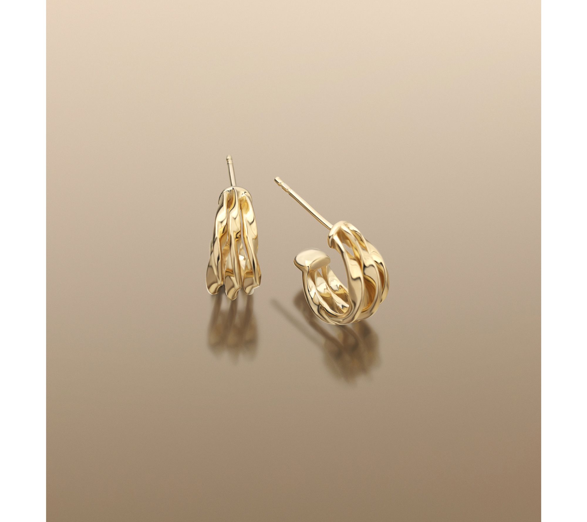 Christian James by Scott Grimes 14K Gold Clad Triple Ripple Hoop ...