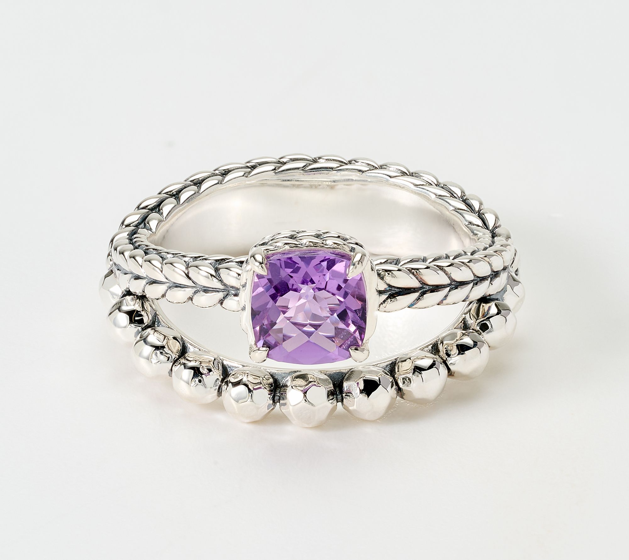 JAI Sterling Silver Gemstone & Shimmer Bead Ring