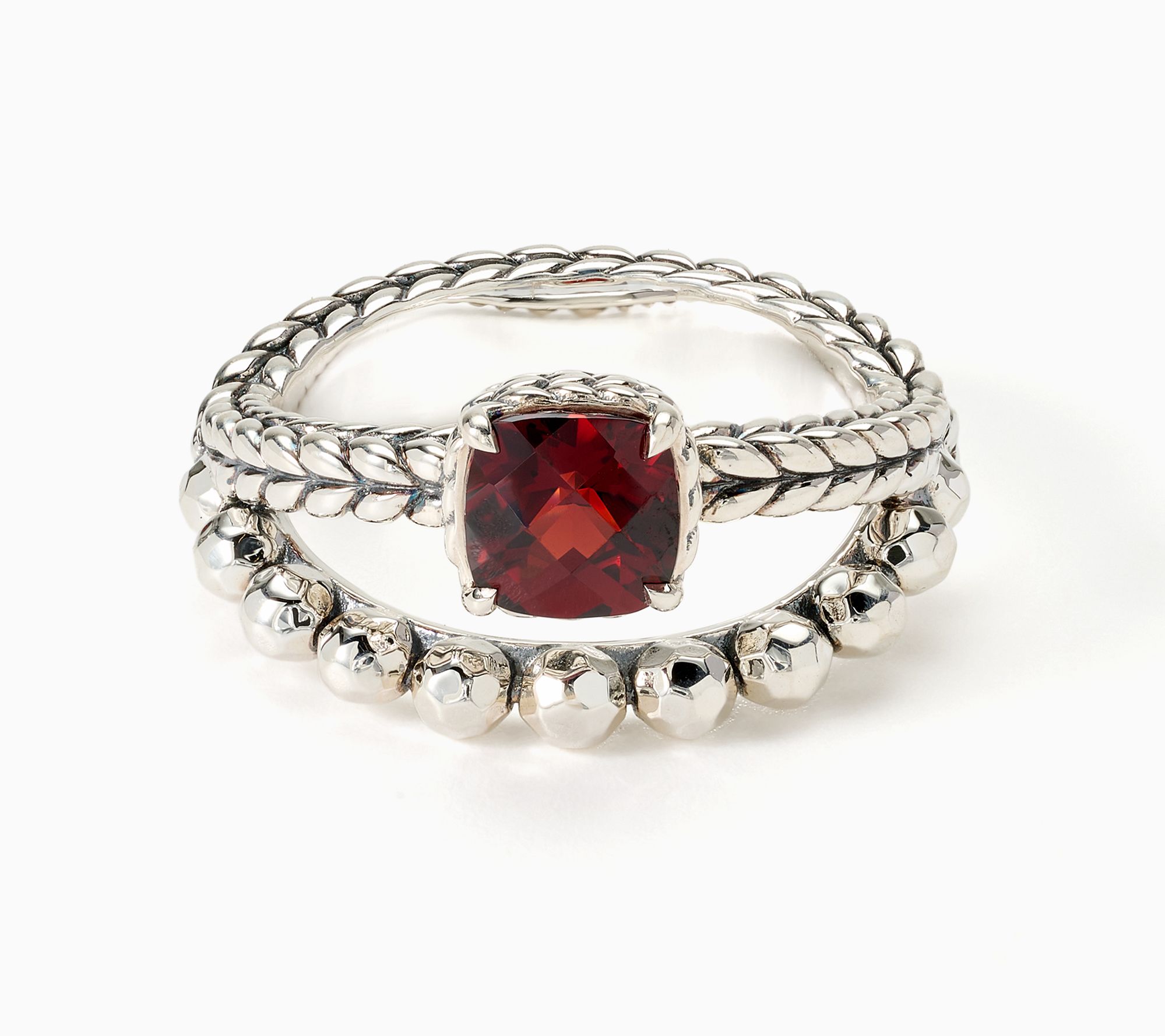 JAI Sterling Silver Gemstone & Shimmer Bead Ring