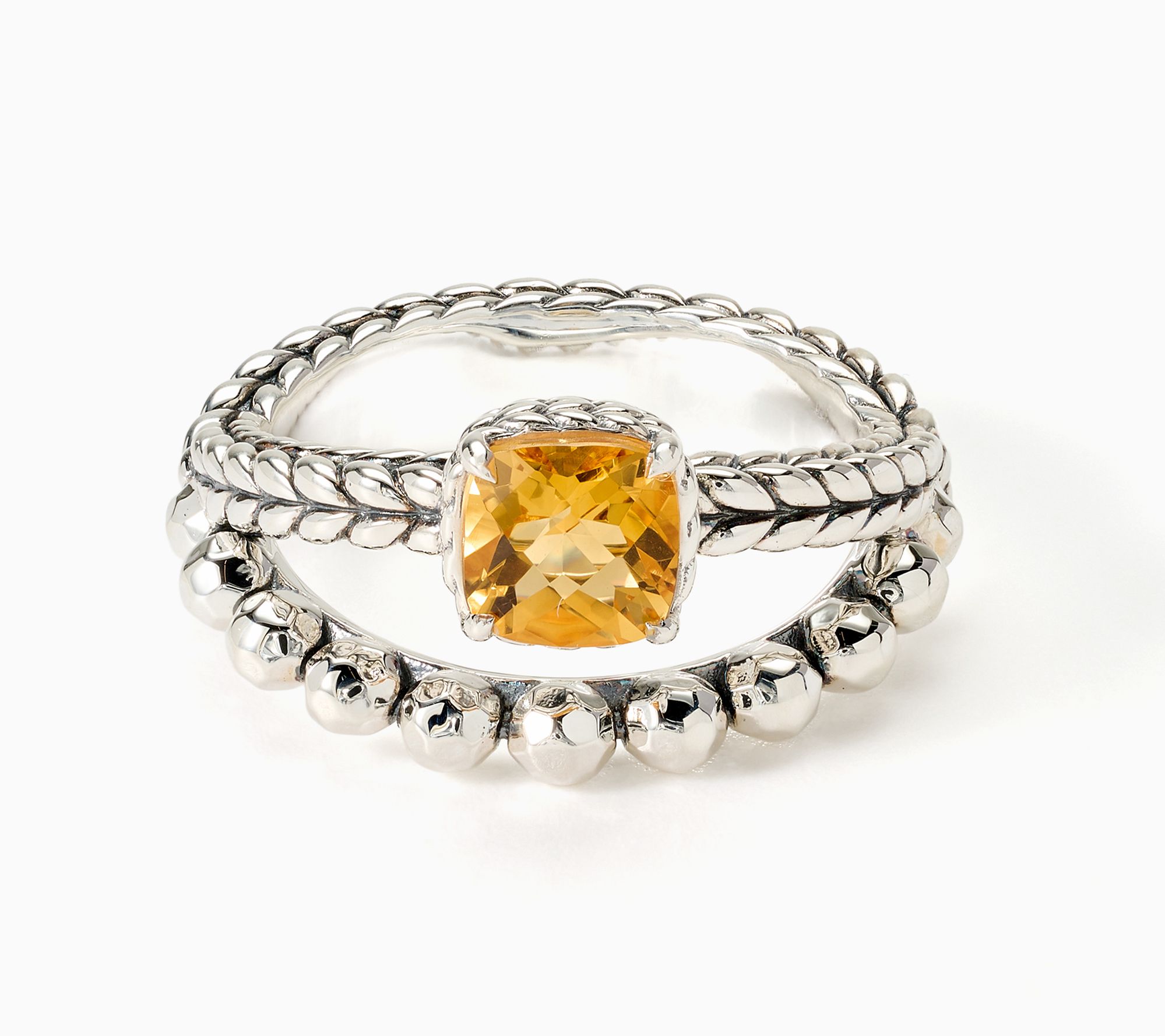 JAI Sterling Silver Gemstone & Shimmer Bead Ring