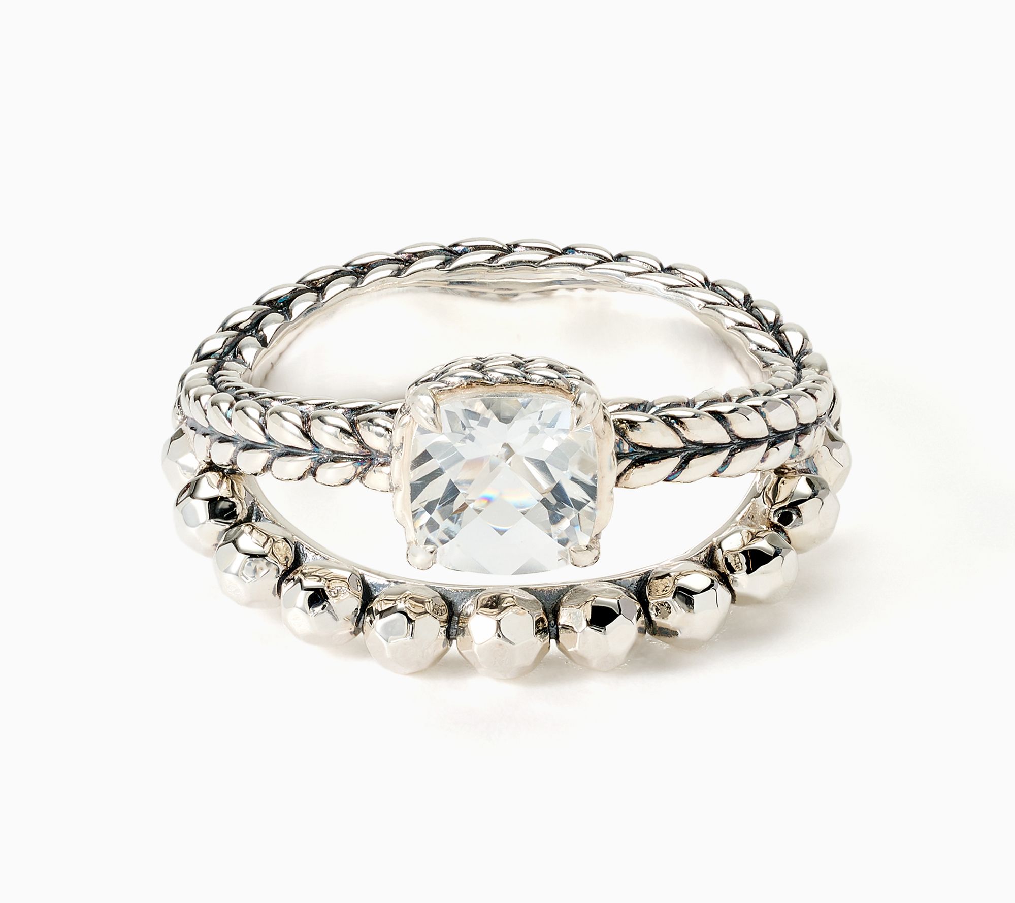 JAI Sterling Silver Gemstone & Shimmer Bead Ring