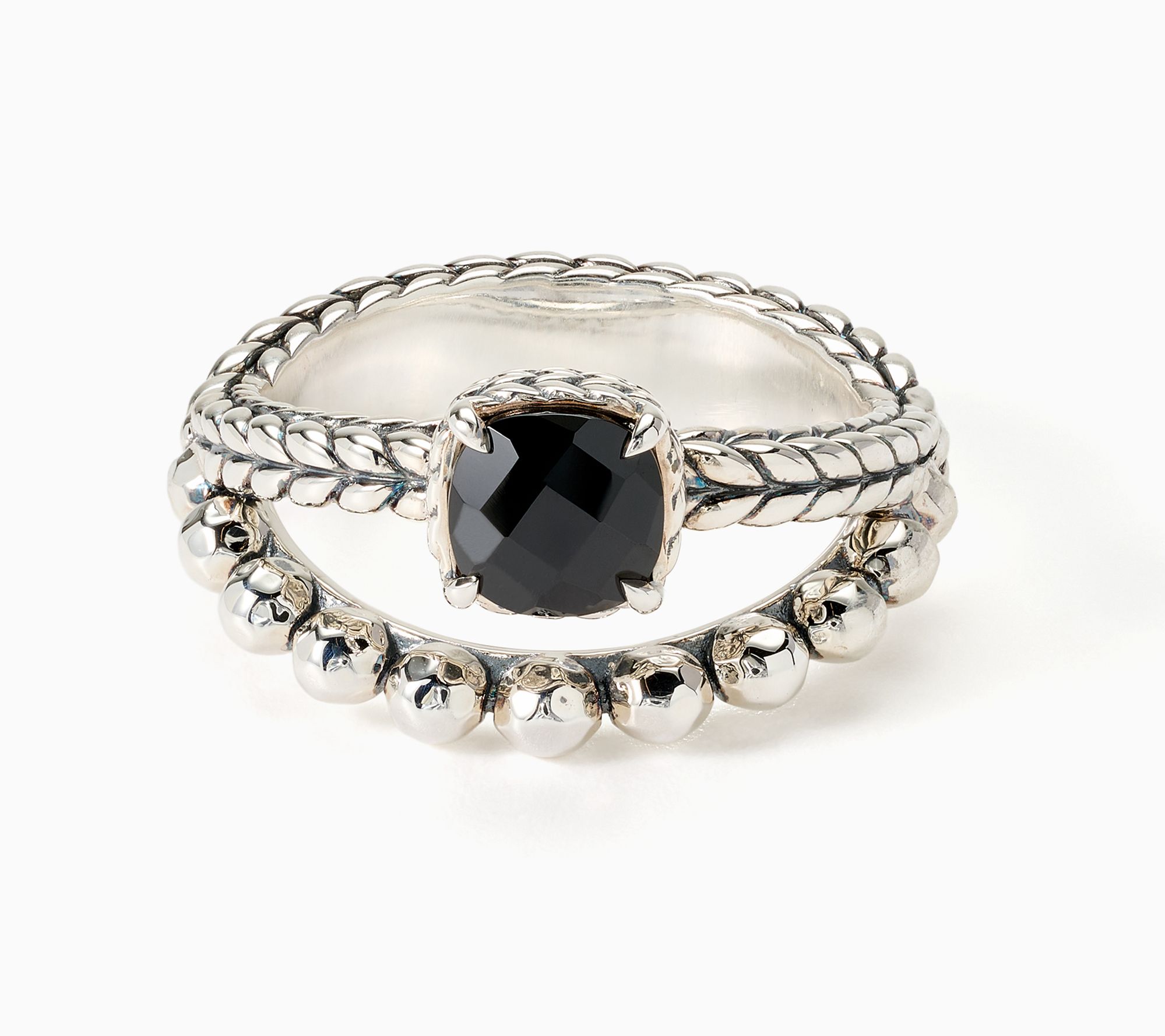 JAI Sterling Silver Gemstone & Shimmer Bead Ring