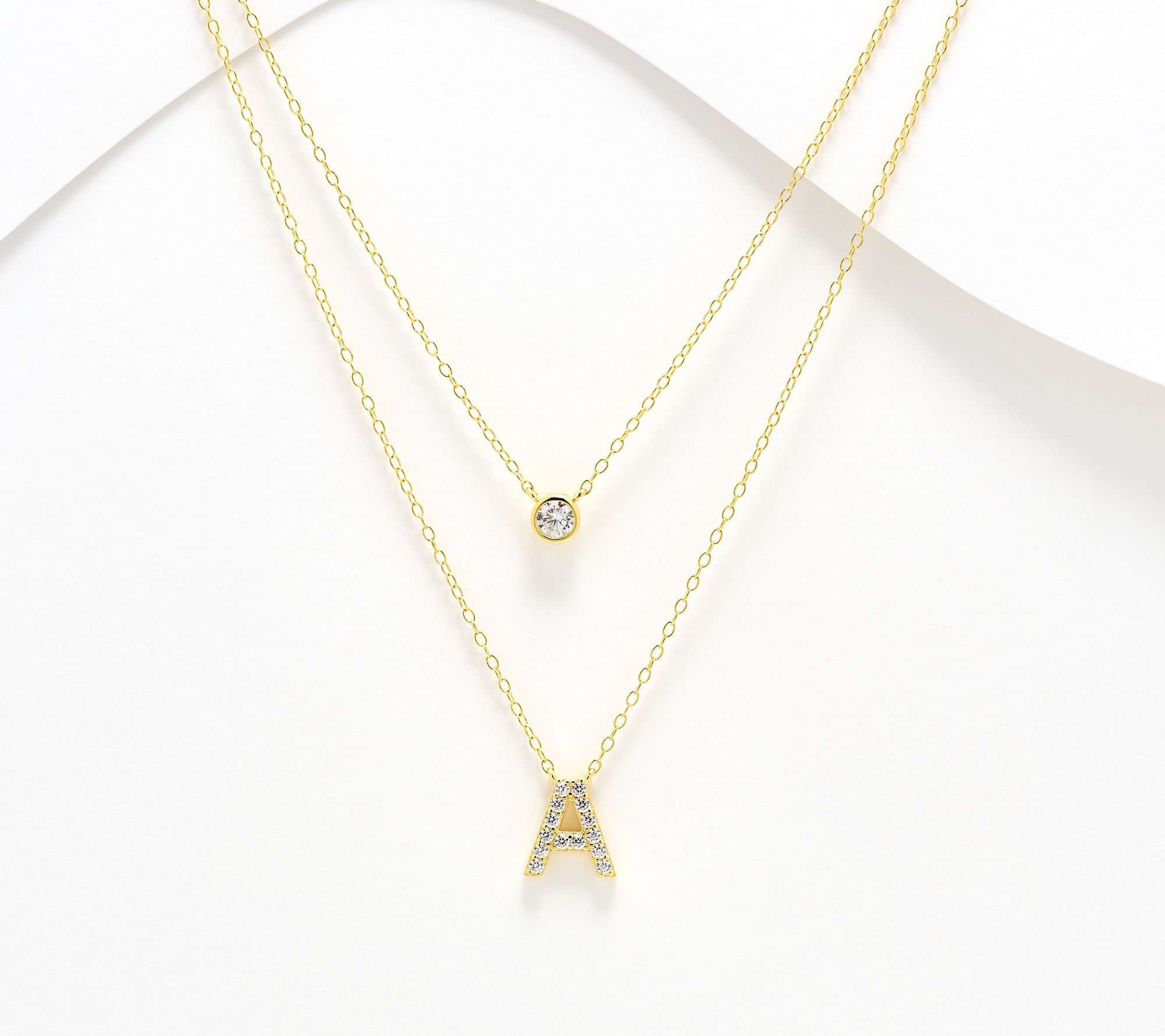 "As Is" Diamonique 14K Gold Plated Initial Necklace