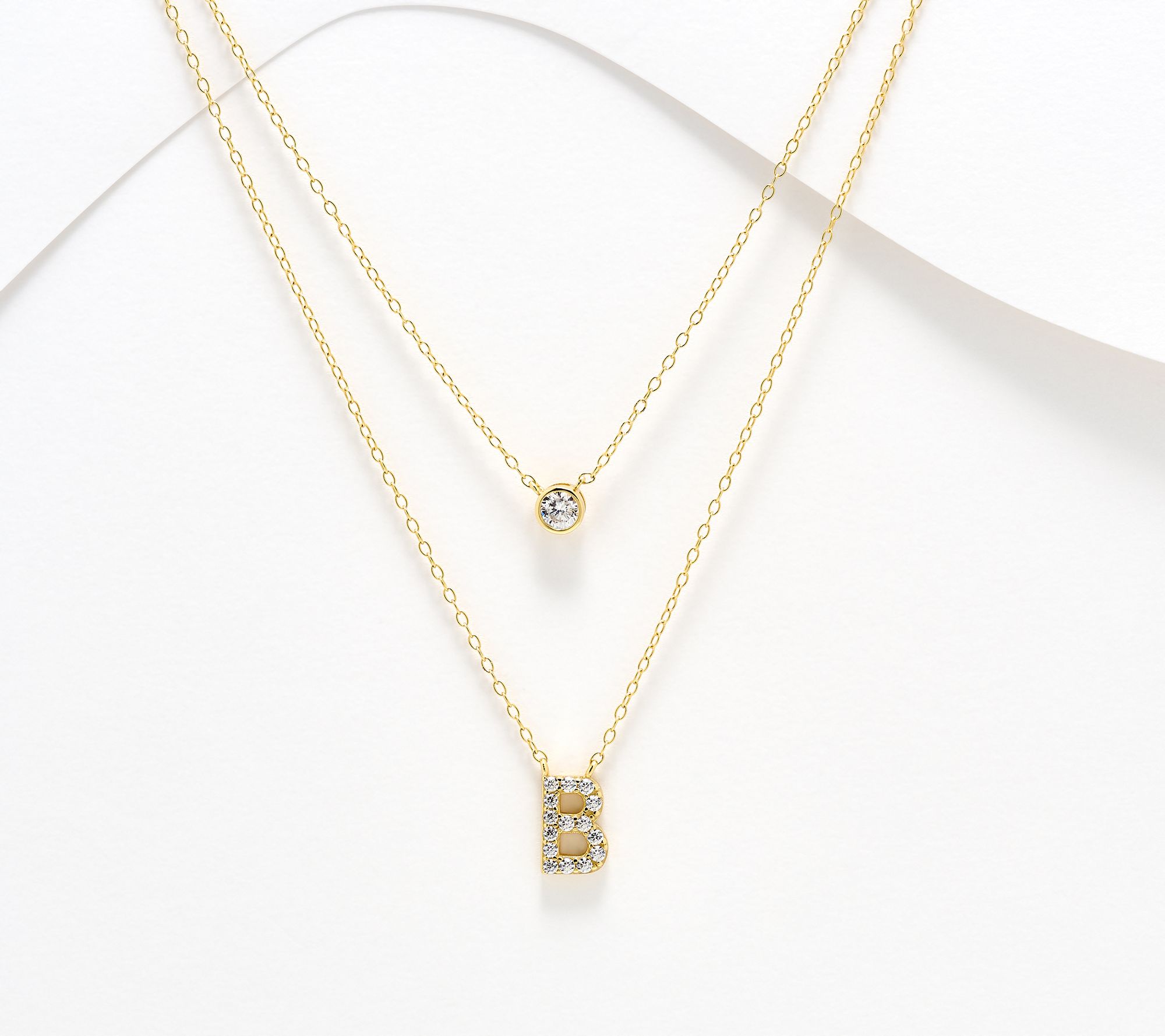 "As Is" Diamonique 14K Gold Plated Initial Necklace