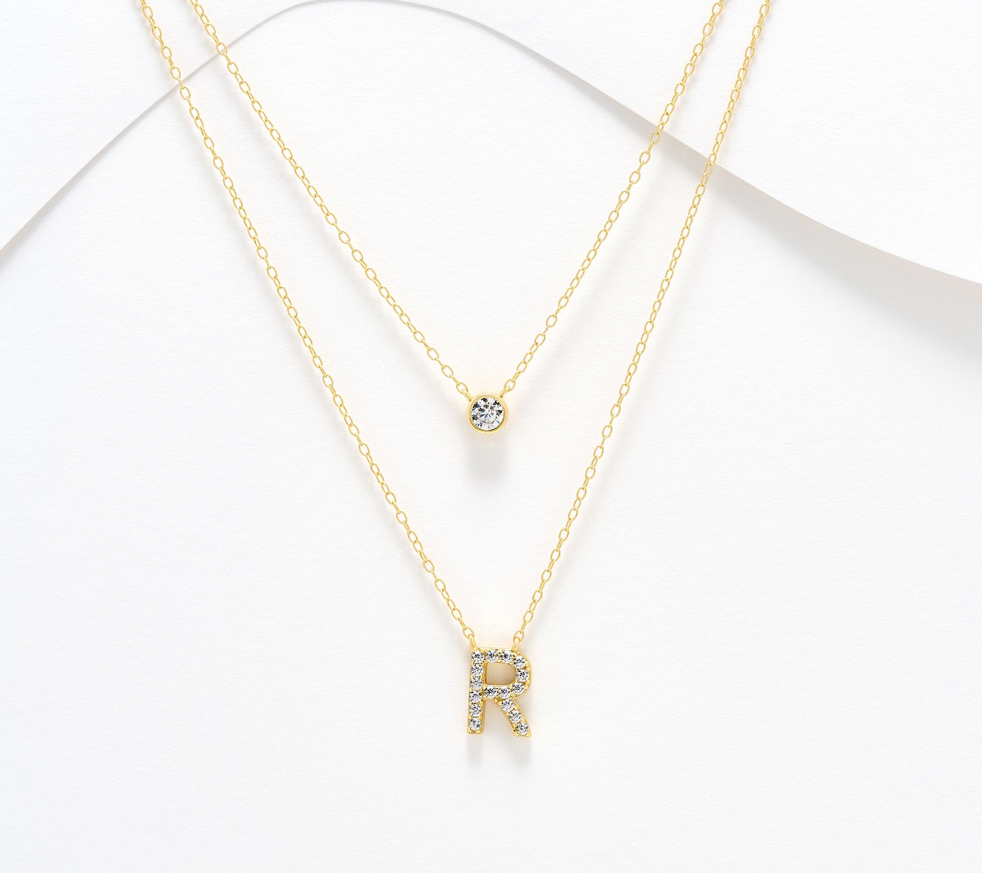 "As Is" Diamonique 14K Gold Plated Initial Necklace