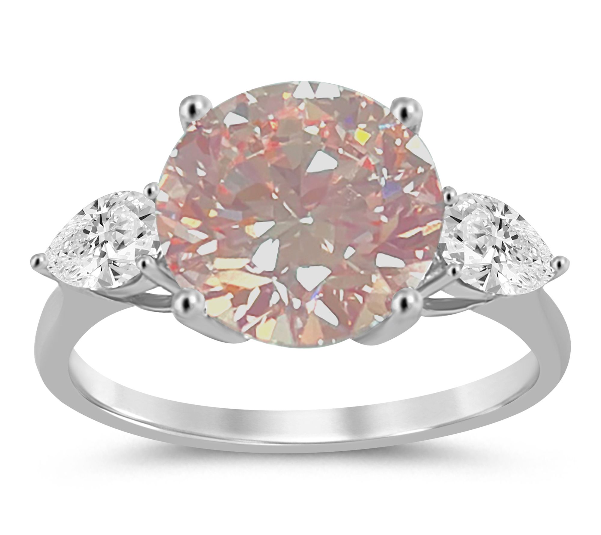 Fire Light 3.50 cttw Pink Round Lab Grown Diamond Ring, 14K