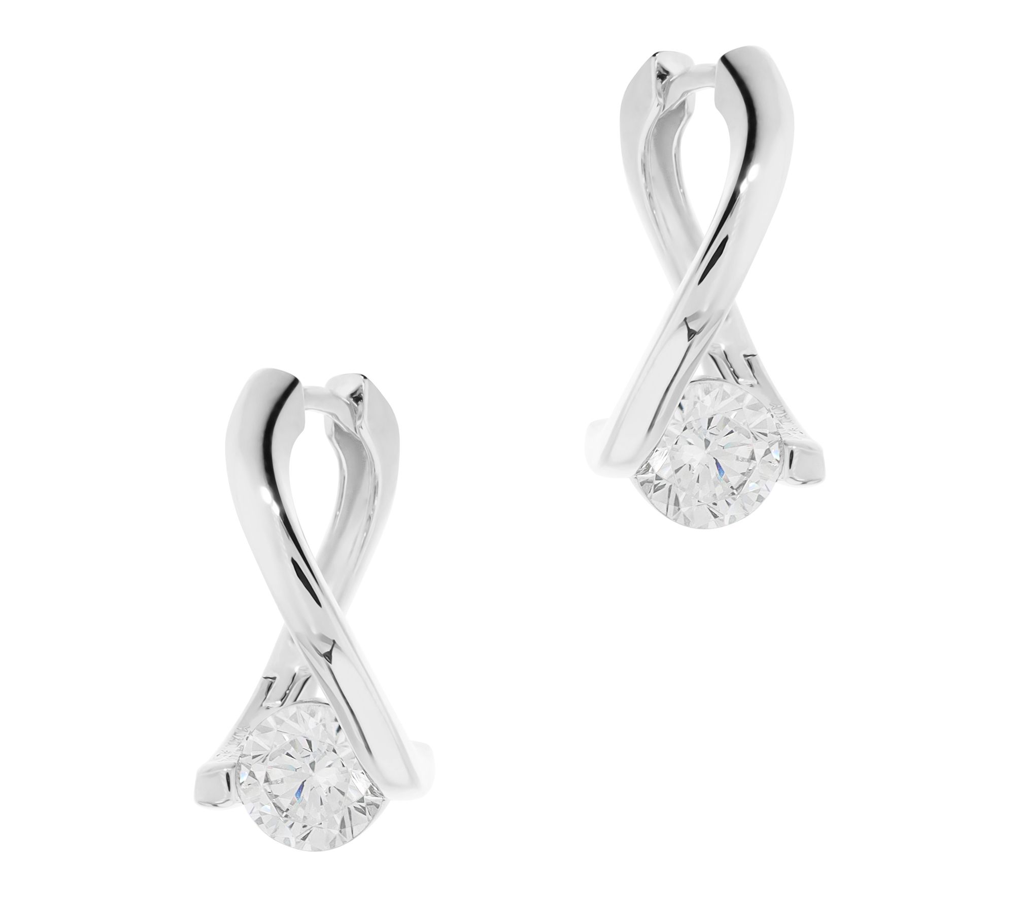 Diamonique x Bronzo Italia Twist Polished HoopEarrings