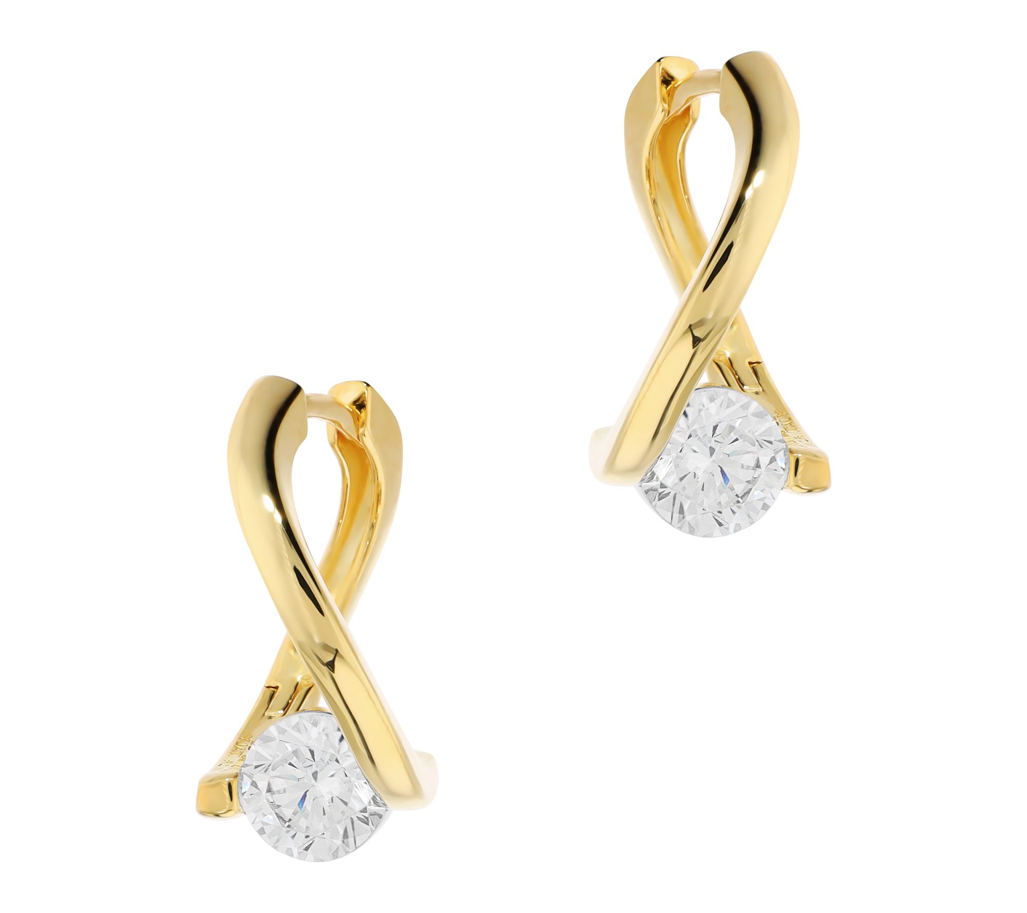 Diamonique x Bronzo Italia Twist Polished HoopEarrings