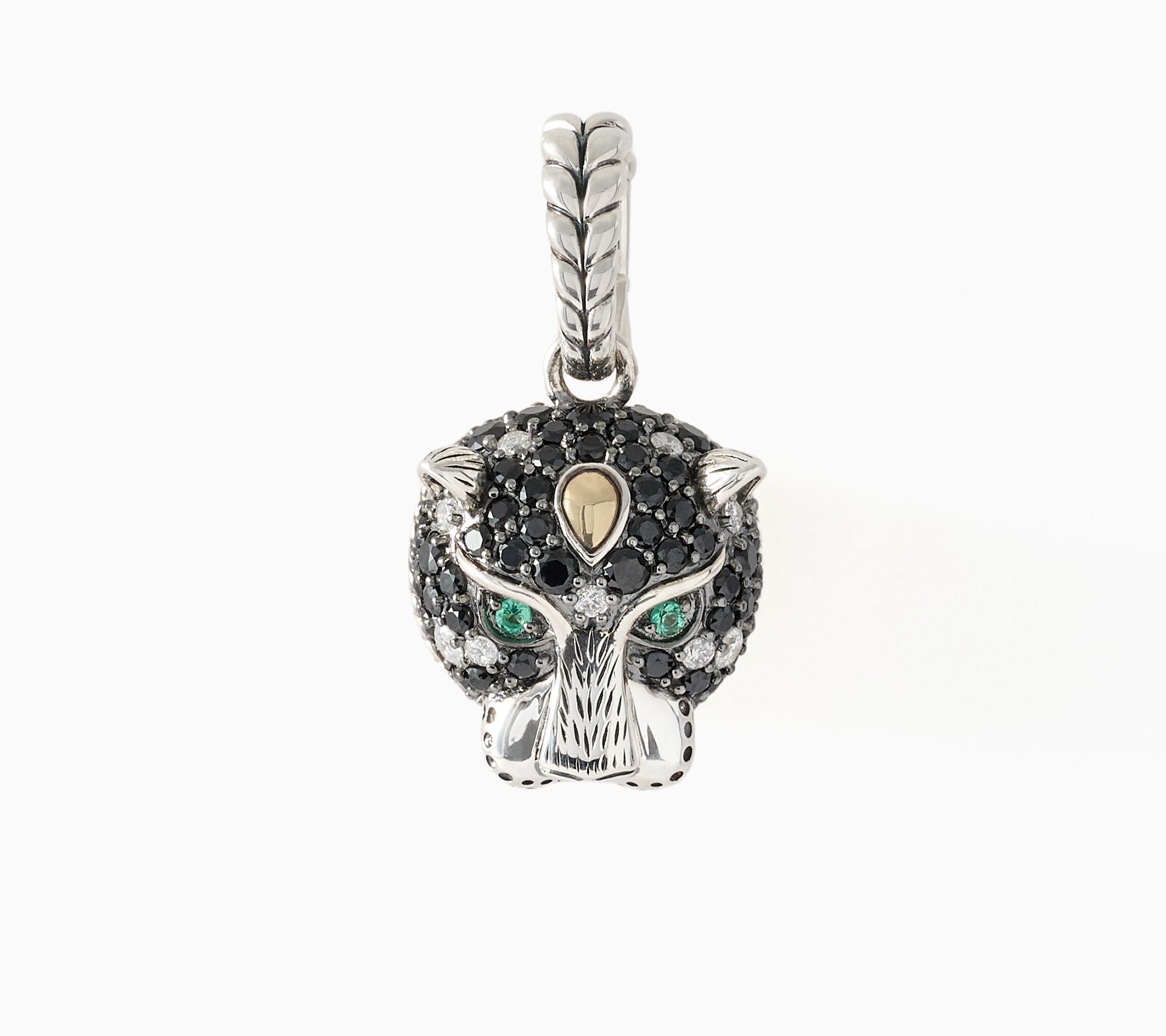 JAI Sterling Silver Diamond and Black Spinel Leopard Enhancer