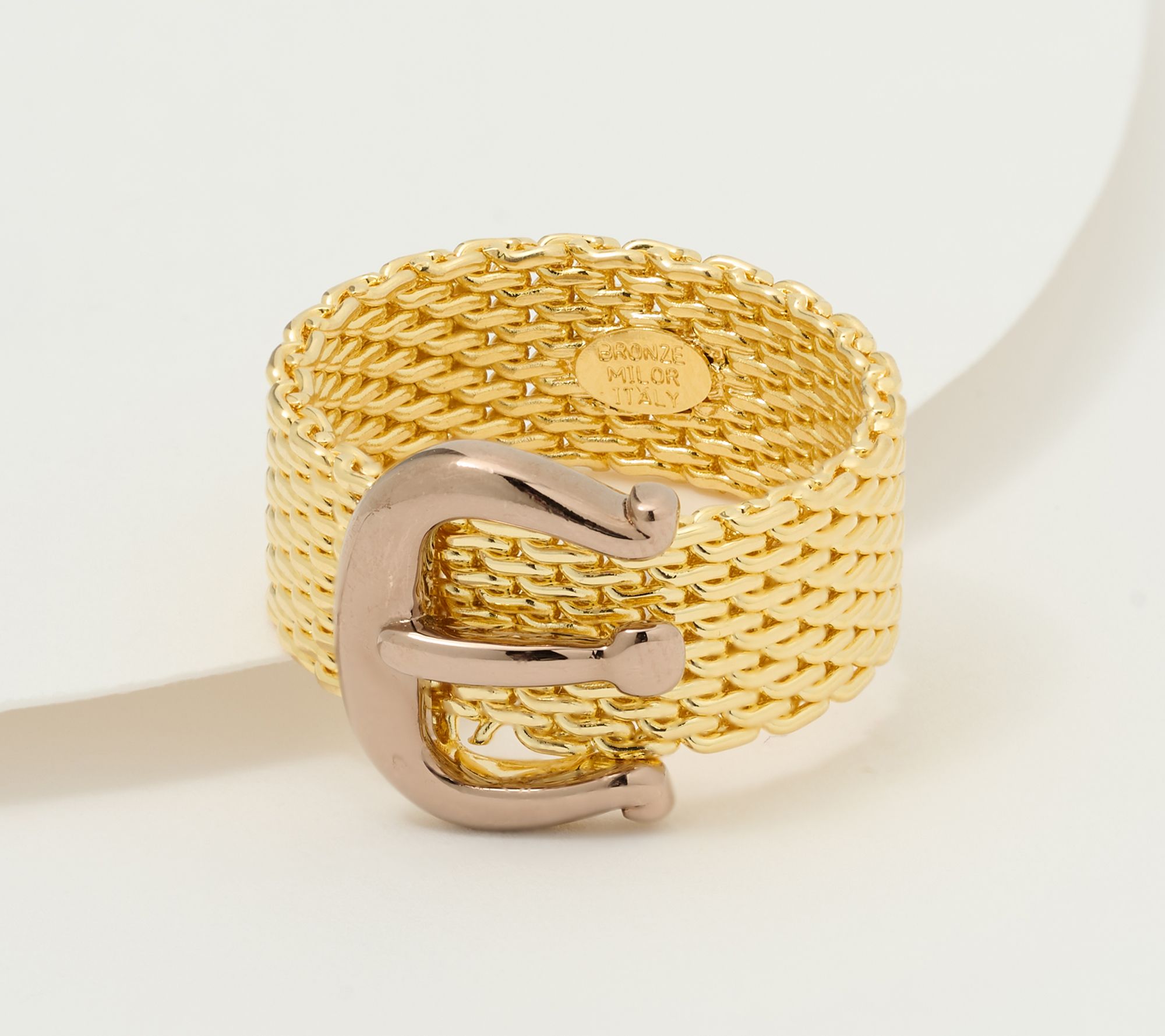 "As Is" David Markstein Bronze Couture Mesh Buckle Ring
