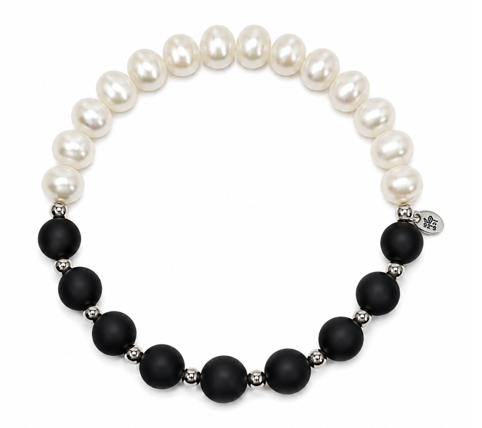 Alkeme Sterling Cultured Pearl & Onyx Eclipse Bracelet