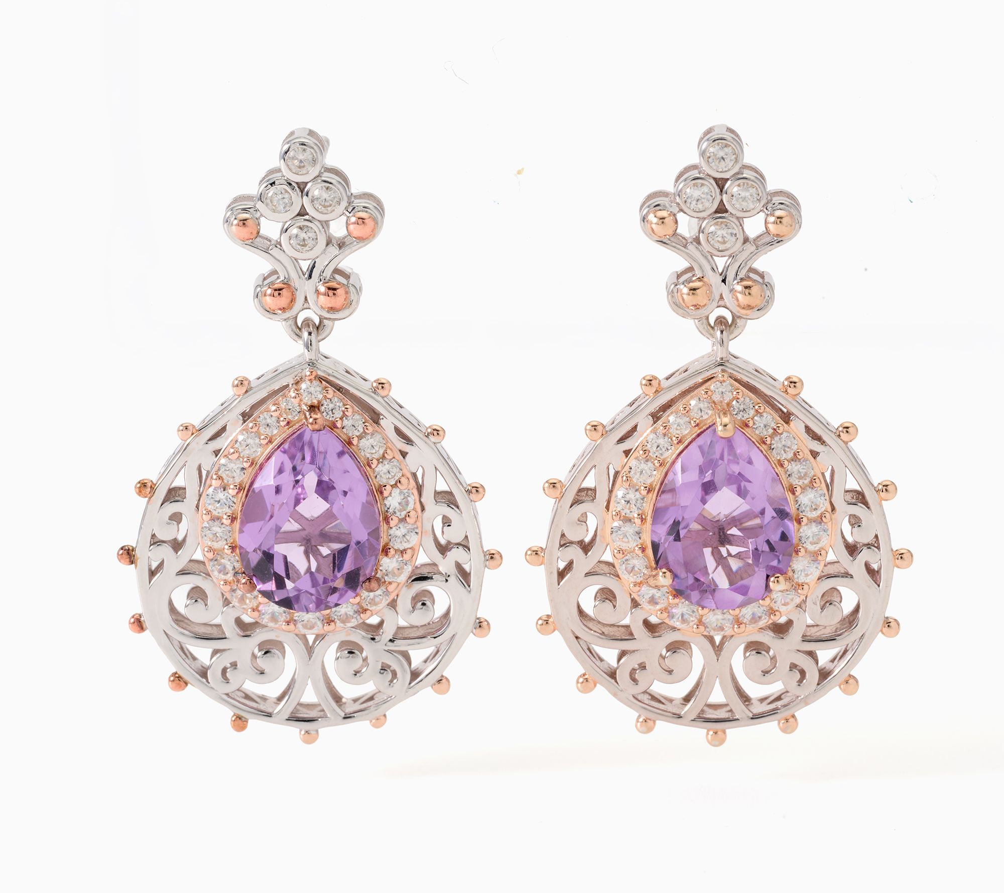 Dallas Prince Sterling Silver Amethyst Drop Earrings