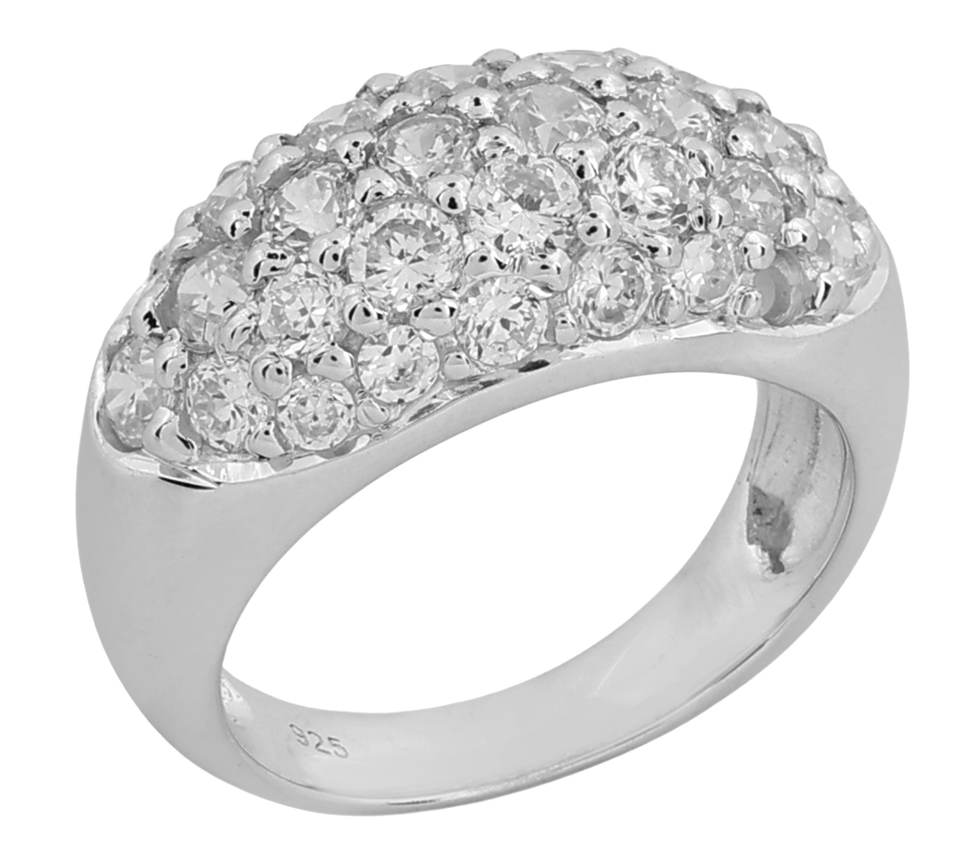 Diamonique 4.25 cttw Cluster Dome Ring, Sterling Silver