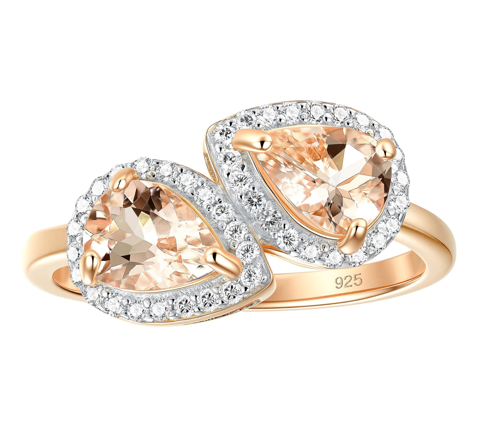 Affinity Gems Pear Halo Gemstone Bypass Ring, Sterling