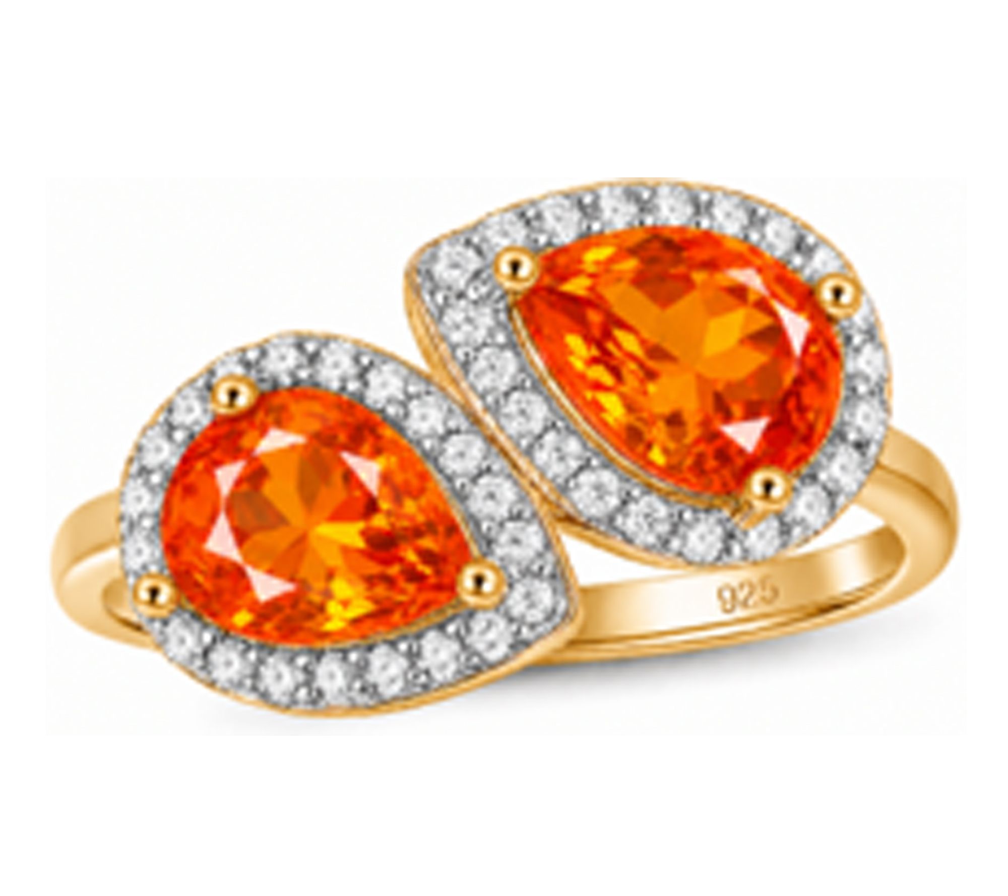 Affinity Gems Pear Halo Gemstone Bypass Ring, Sterling
