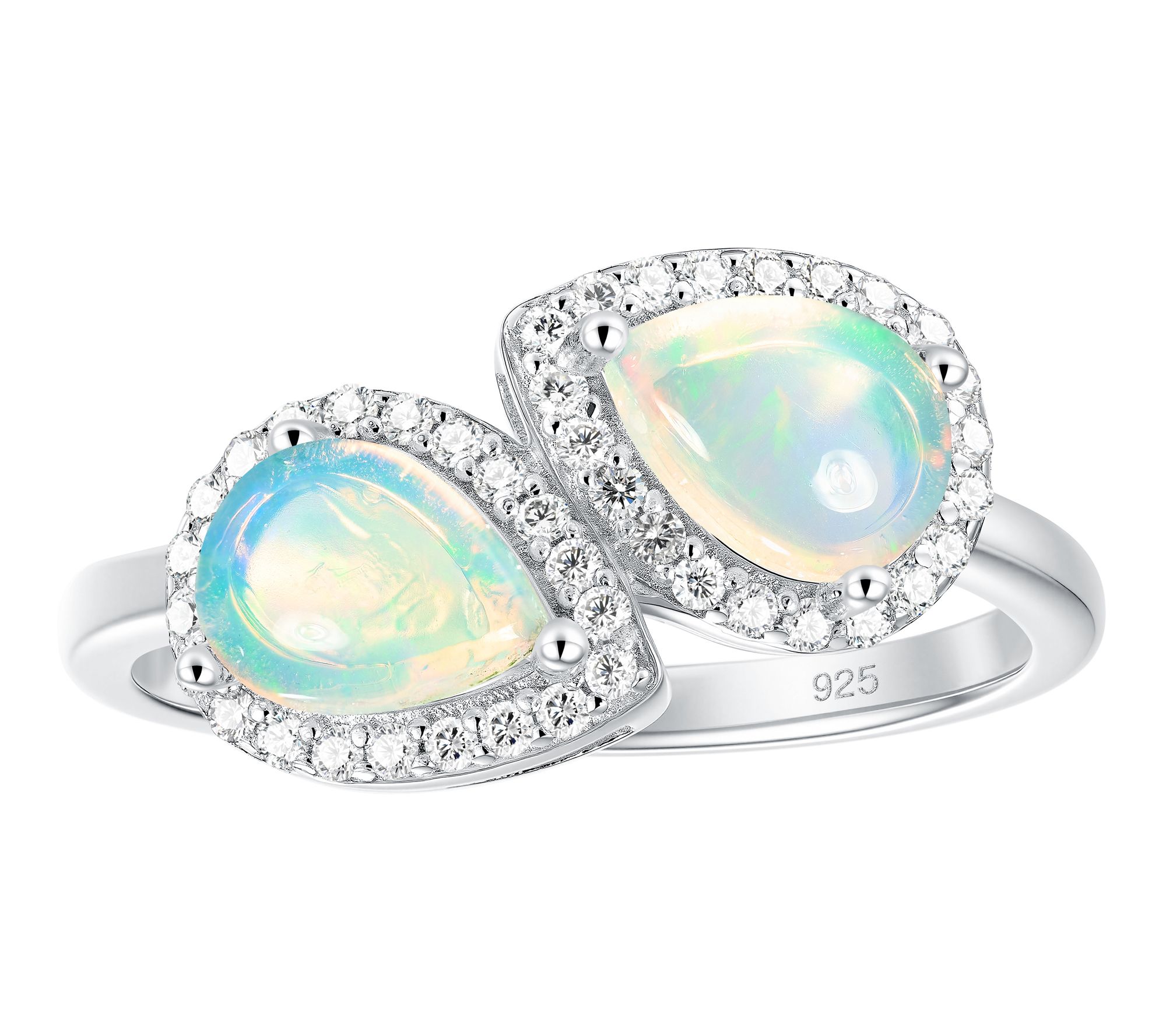 Affinity Gems Pear Halo Gemstone Bypass Ring, Sterling