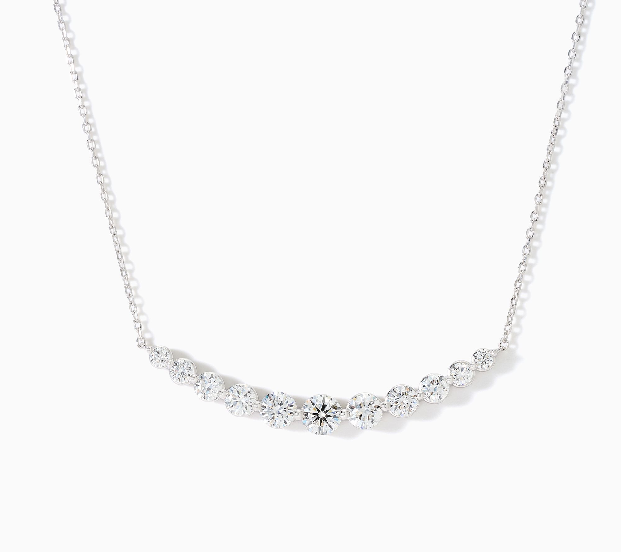 ShWk 11/30 Fire Light Lab Grown Diamonds 2.00 ctw Smile Necklace, Sterl