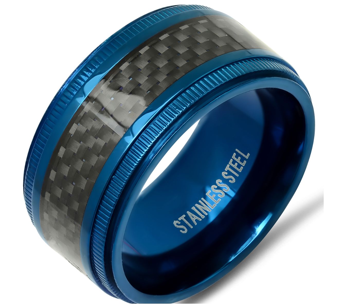 Steel by Design Men's Blue Ion Plated Ring - QVC.com