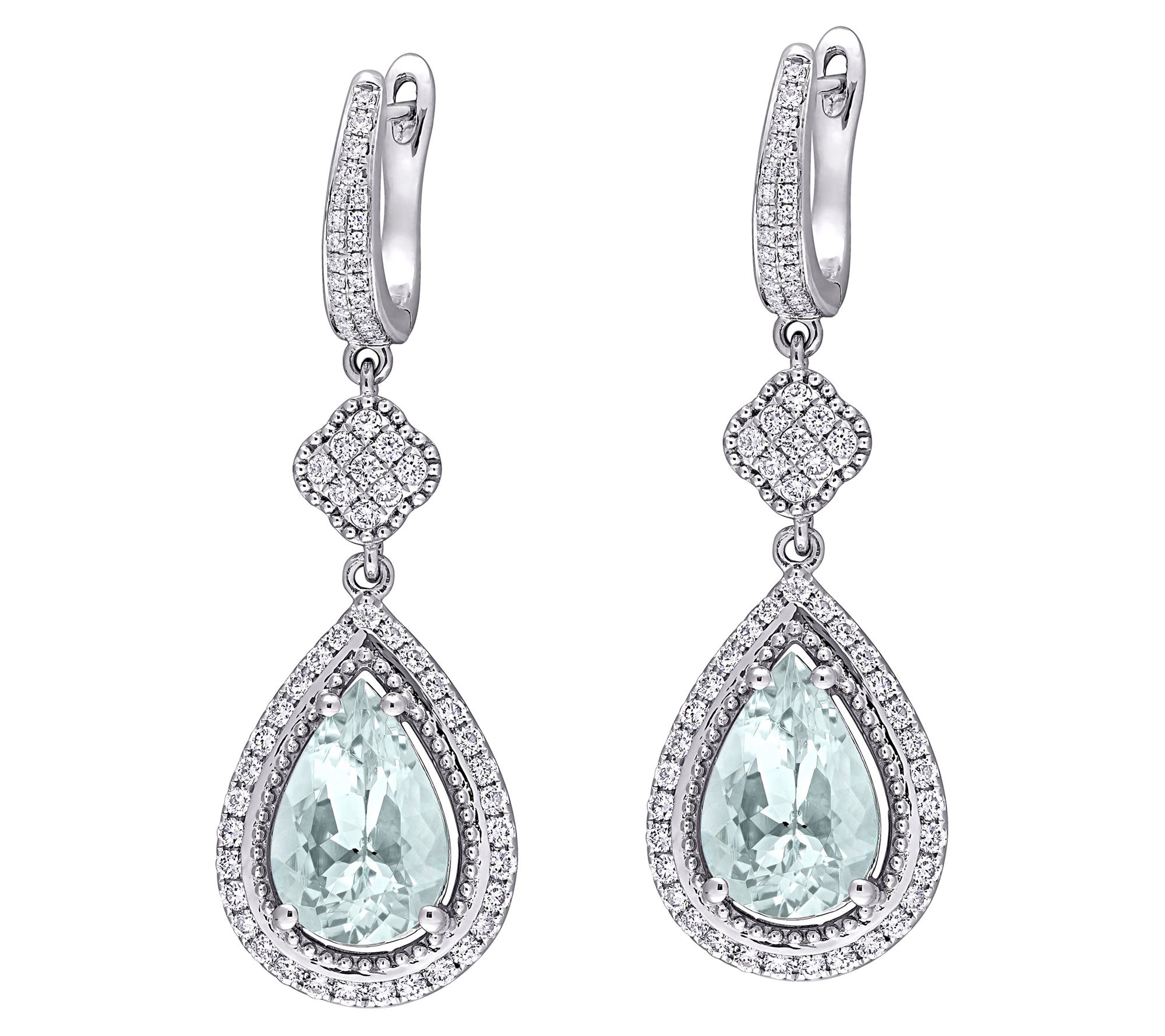 Bellini 14K 5.20 cttw Aquamarine & 9/10 cttw Diamond Earrings