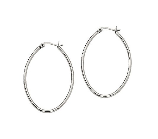 Steel by Design Oval 1-1/2" Hoop Earrings