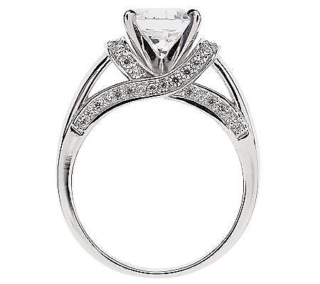 Platinum Clad Size.6 Diamonique 100-Facet Fancy Gallery Ring