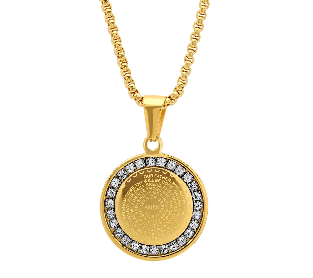 Steel by Design Cubic Zirconia Lord's Prayer Pe ndant w/ Chain
