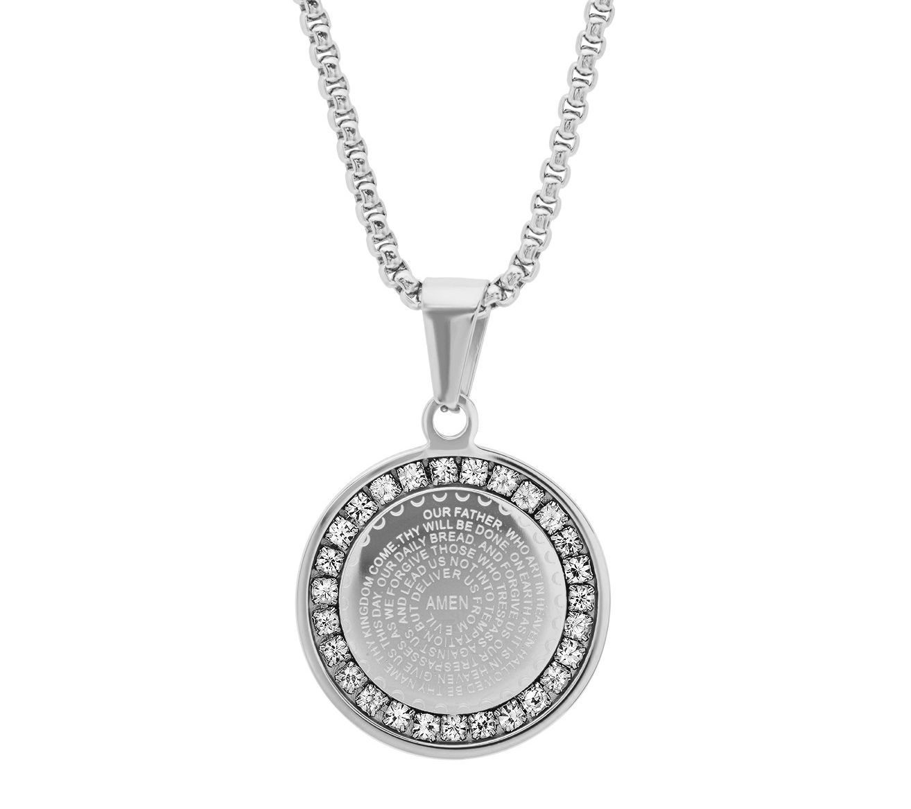 Steel by Design Cubic Zirconia Lord's Prayer Pe ndant w/ Chain