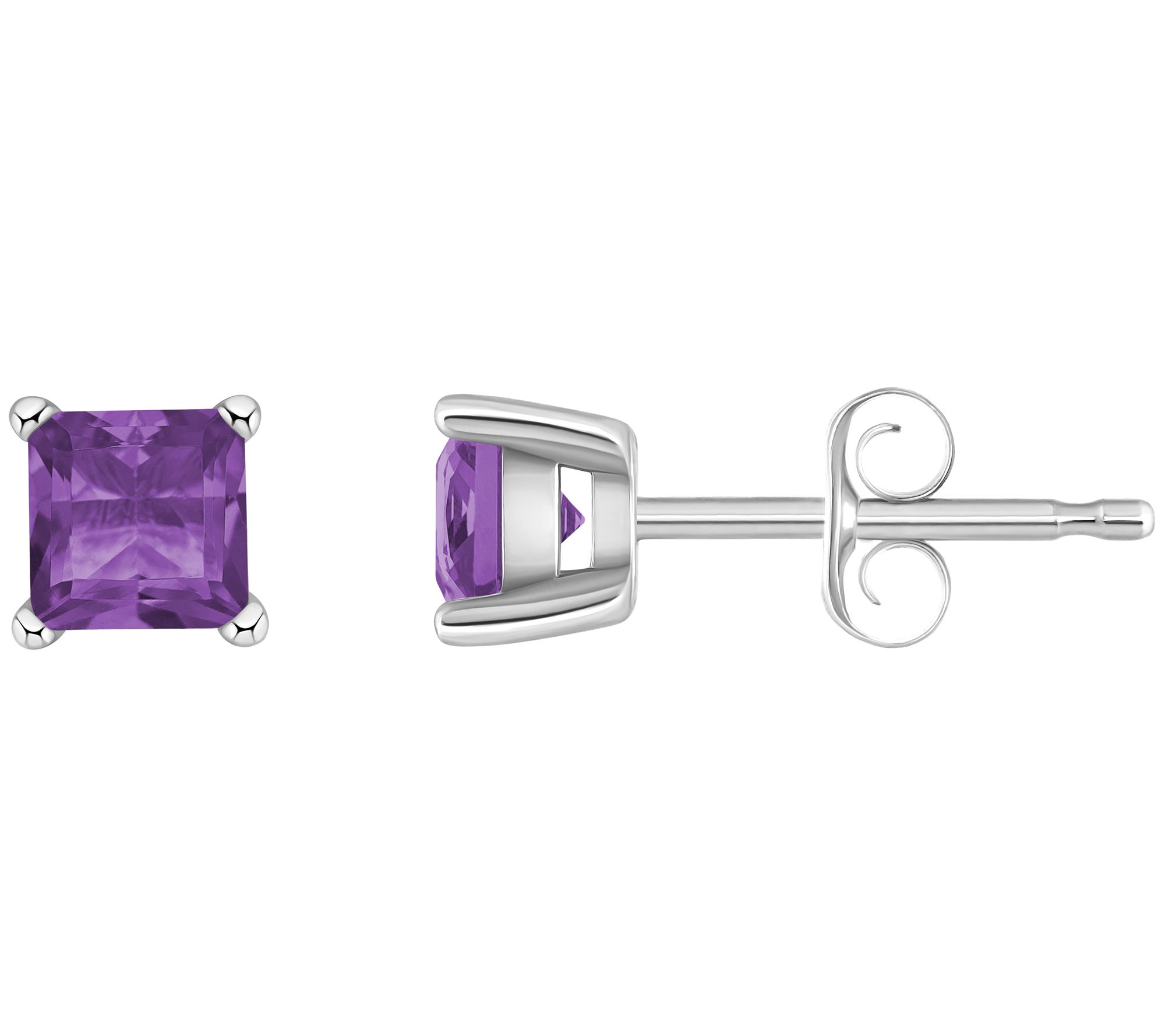 14K Gold Princess Cut 0.60 cttw Amethyst Stud E arrings