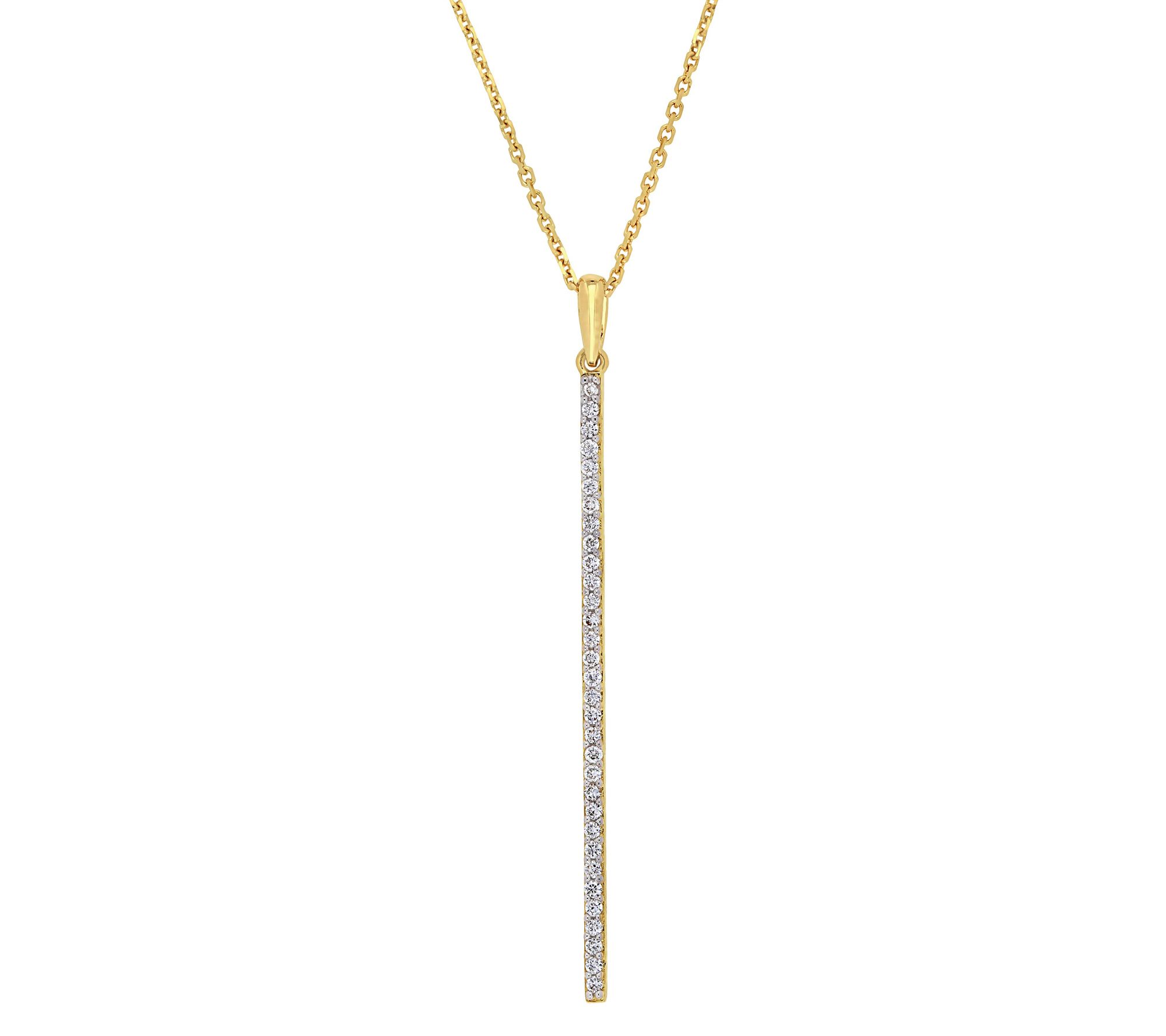 Affinity 0.15 cttw Diamond Linear Pendant w/ Chain, 14K Gold