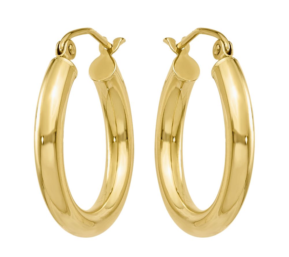 K Gold Classic Hoop Earrings Qvc Com