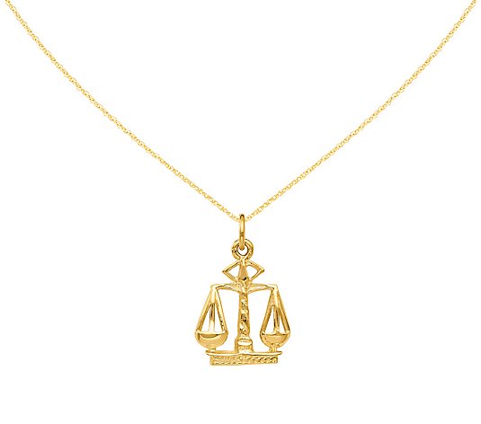 14K Scales Of Justice Pendant w/Chain - QVC.com