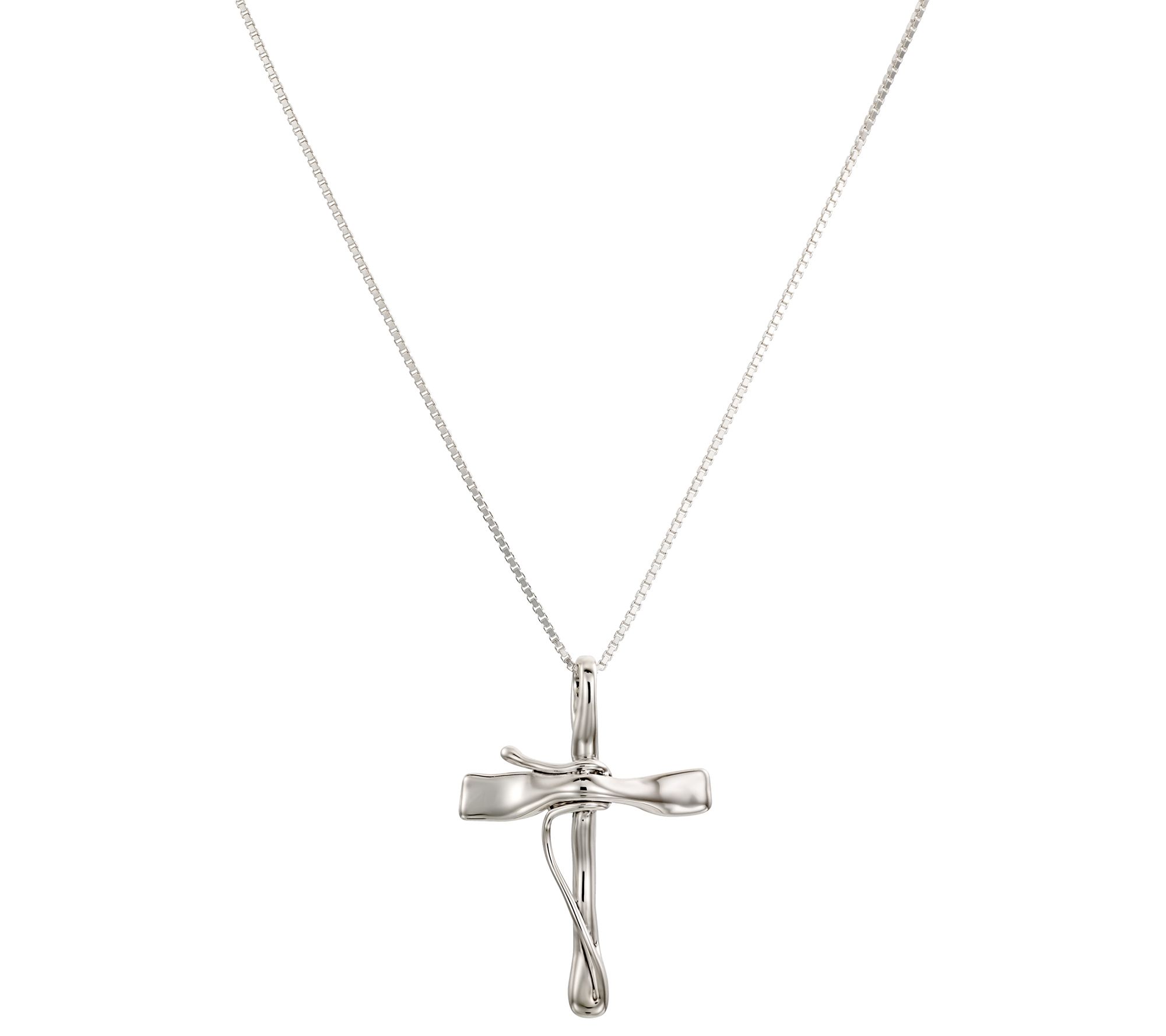 Hagit Sterling Silver Polished Cross Pendant w/Chain