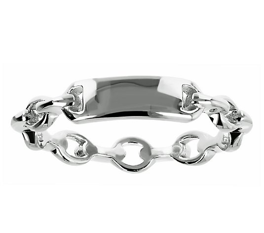 Italian Silver Polished Oval Link Ring