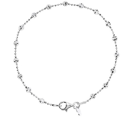 UltraFine Silver Diamond-Cut Bead Station Bracelet 2.7g