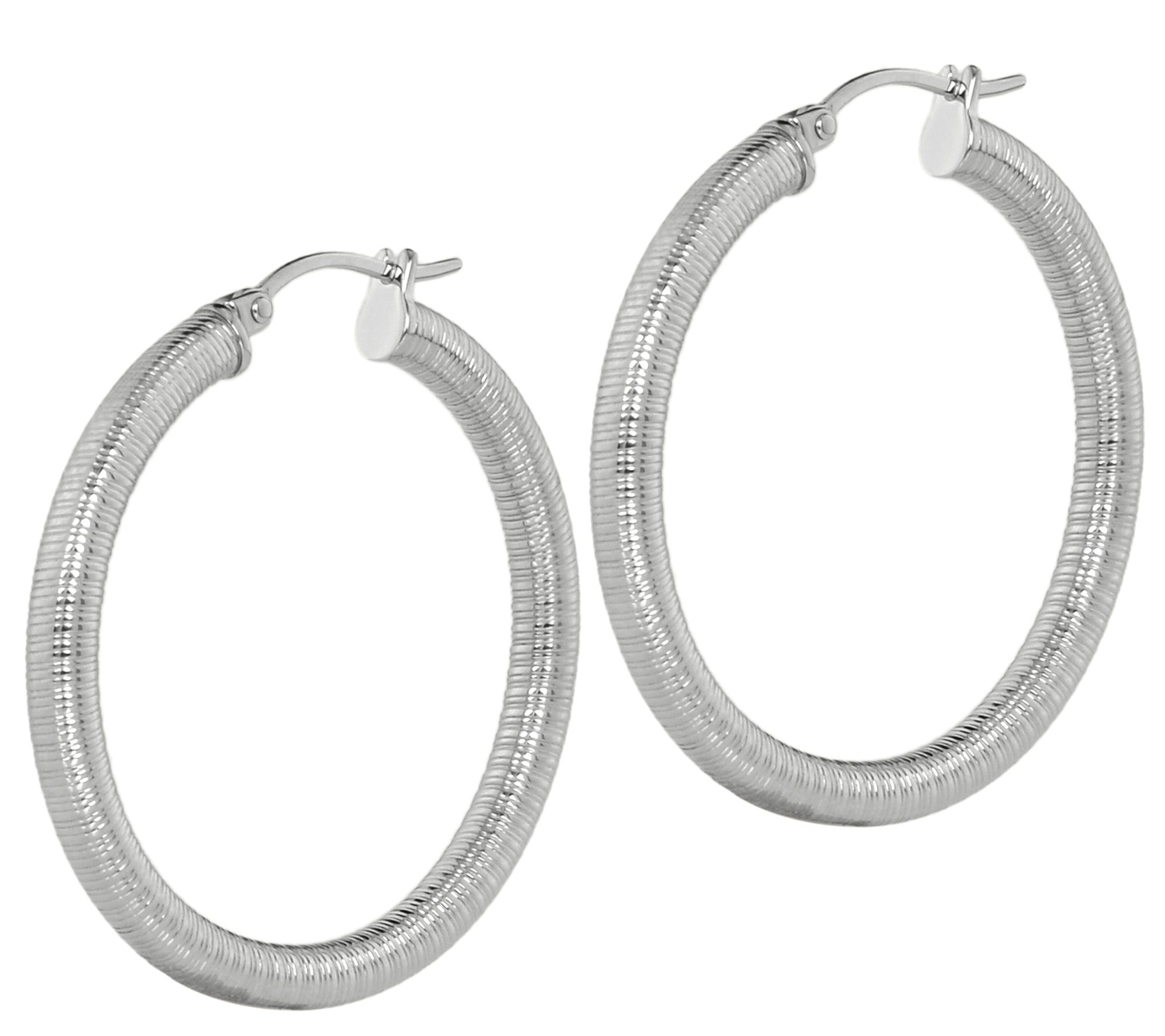 Steel By Design 1-1/2" Ridged Scrolled Hoop Earrings