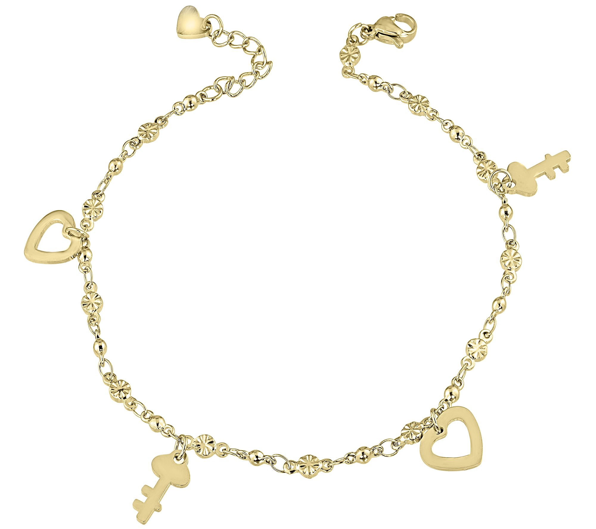 Steel by Design Heart & Key Anklet