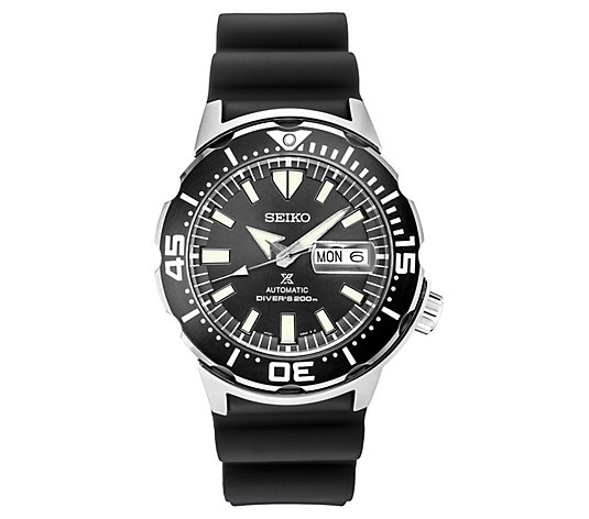 Seiko Men's Automatic Stainless Black Silicone Strap Watch
