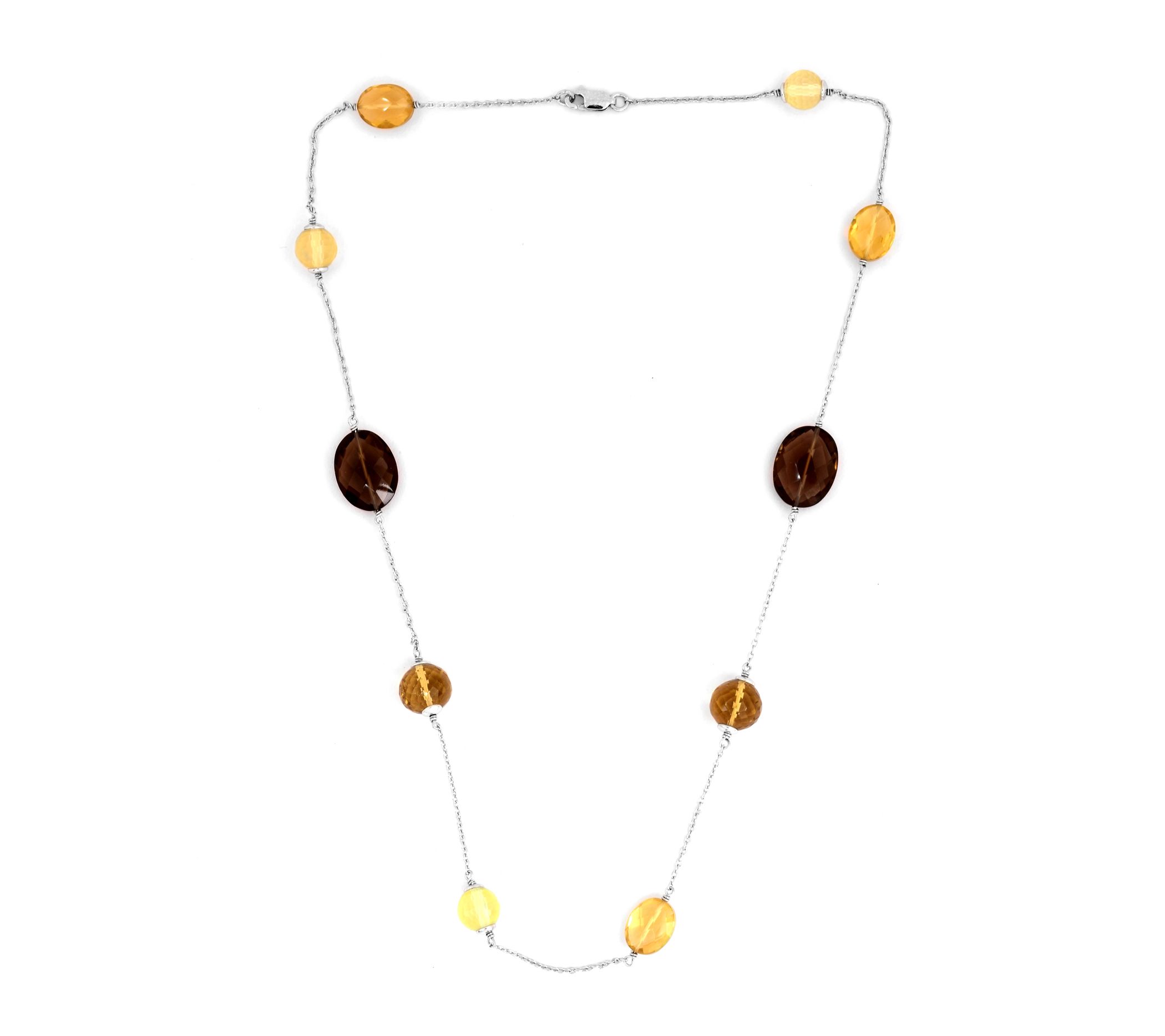 Lemon, Olive & Smoky Quartz Sterling Necklace