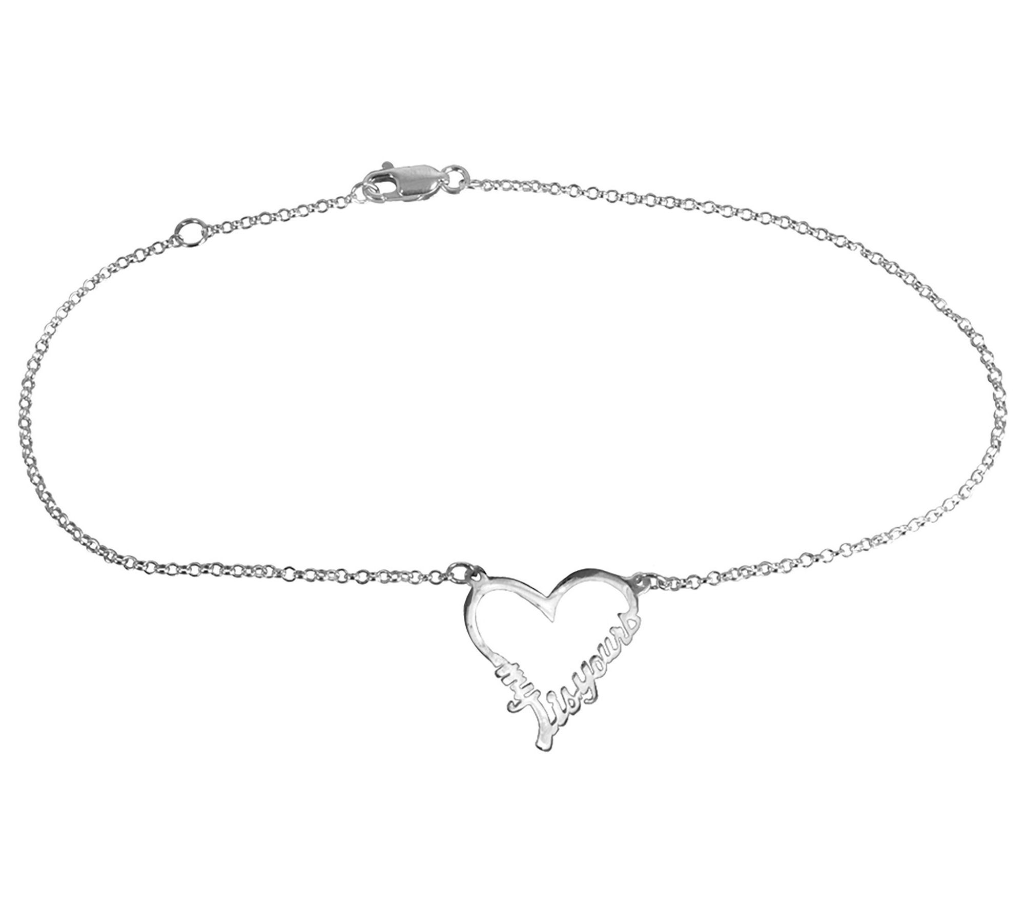 Sterling Silver My Heart Is Yours Open Heart Anklet