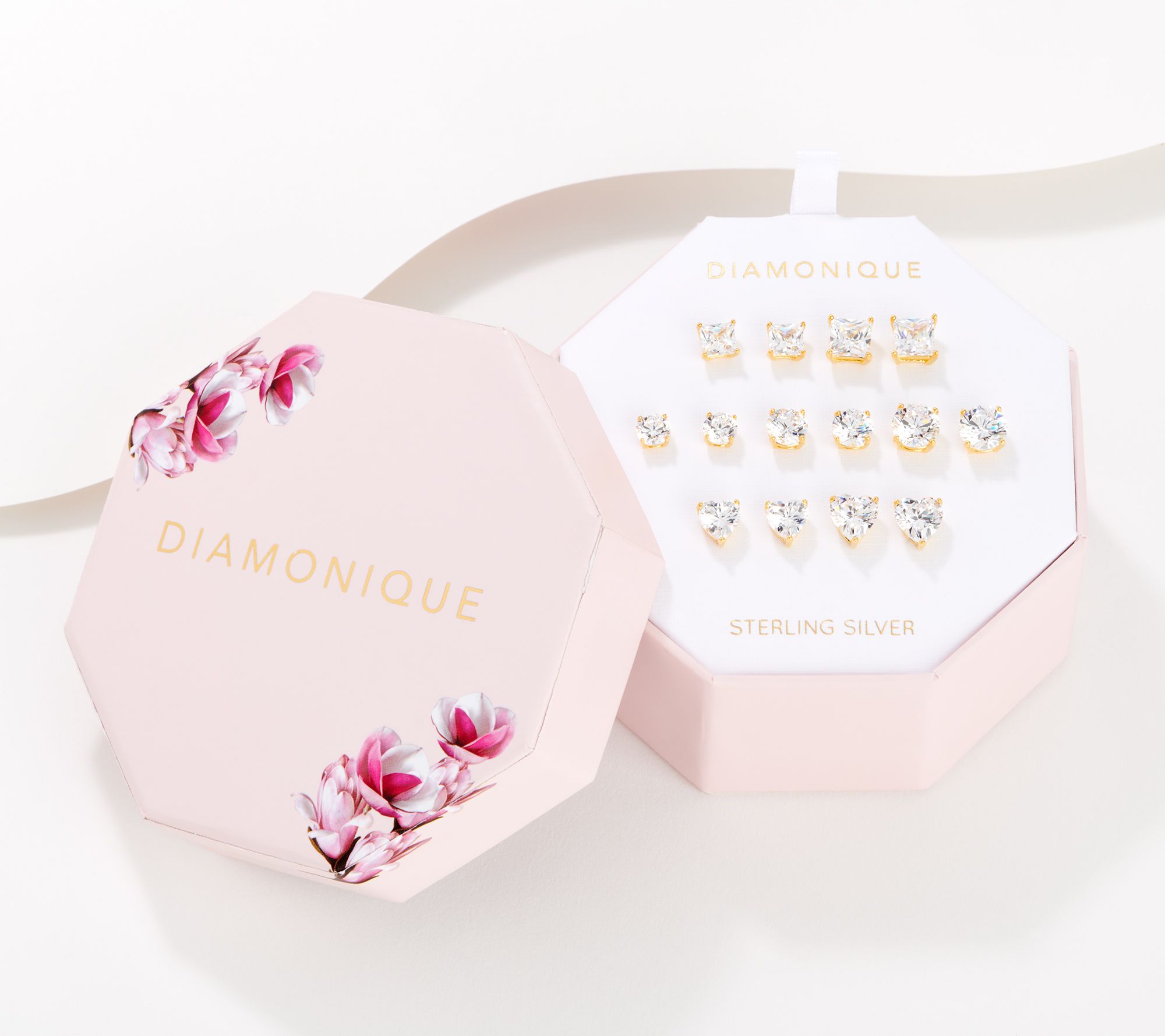 "As Is" Diamonique Set of 7 Graduated Stud Earrings Sterling Silver
